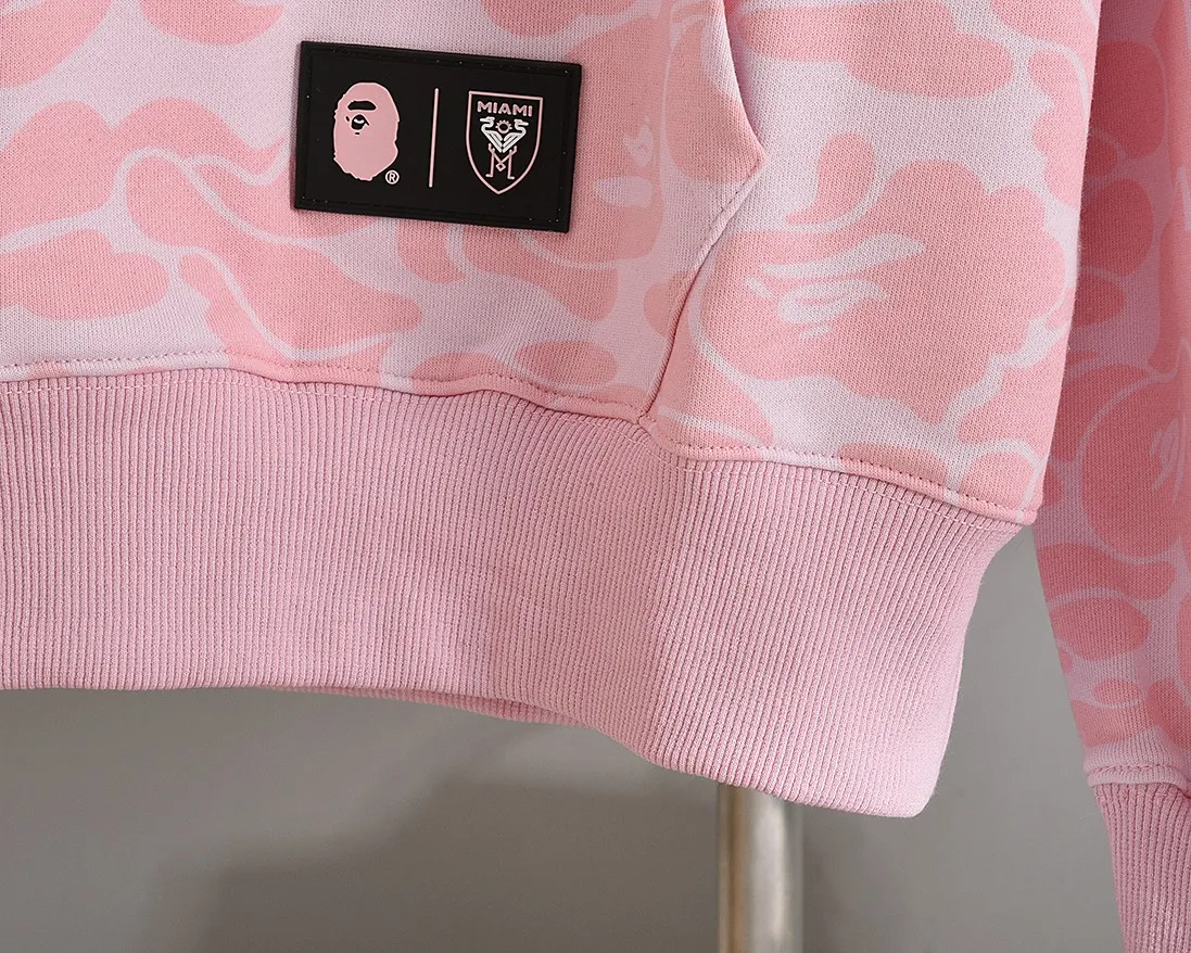 P200 Miami-Model B200 BAPE×inter MIAMI Messi joint Miami International multi-color camouflage hooded sweatshirt Color: black, white, pink Size: S M L XL XXL