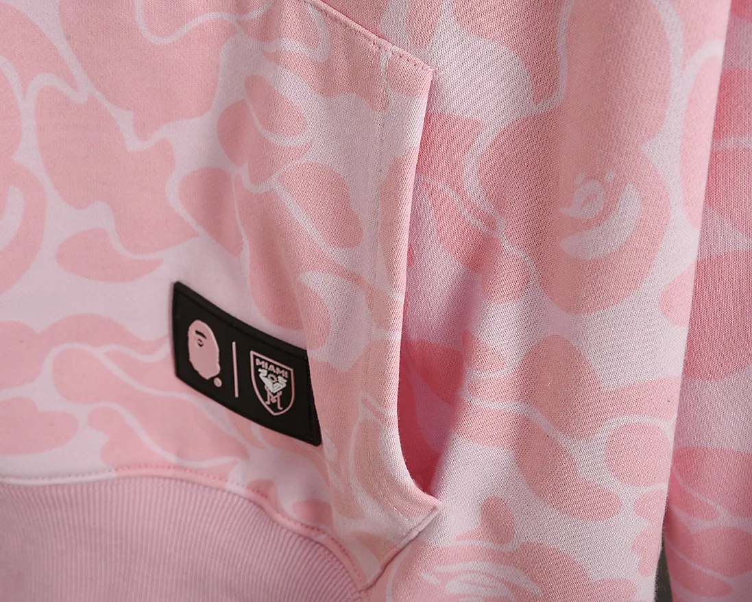 P200 Miami-Model B200 BAPE×inter MIAMI Messi joint Miami International multi-color camouflage hooded sweatshirt Color: black, white, pink Size: S M L XL XXL