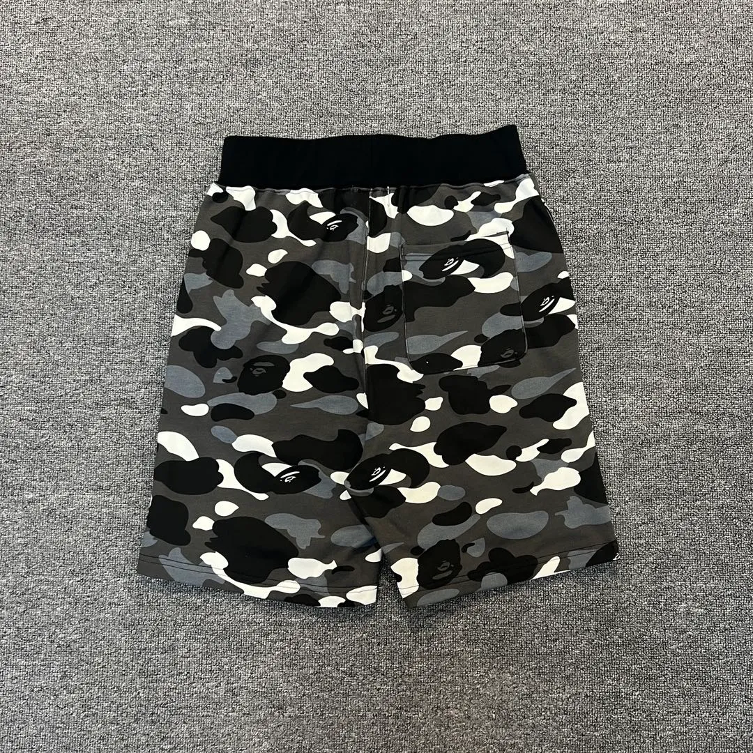 💰200 BAPE luminous camouflage shark print shorts 340g pure cotton custom fabric ZP version Couple style: M-XXL [grey white]