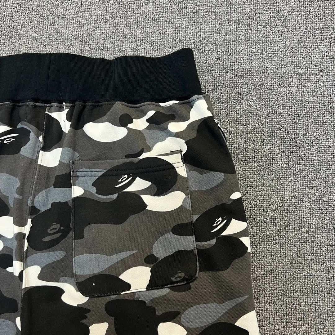 💰200 BAPE luminous camouflage shark print shorts 340g pure cotton custom fabric ZP version Couple style: M-XXL [grey white]