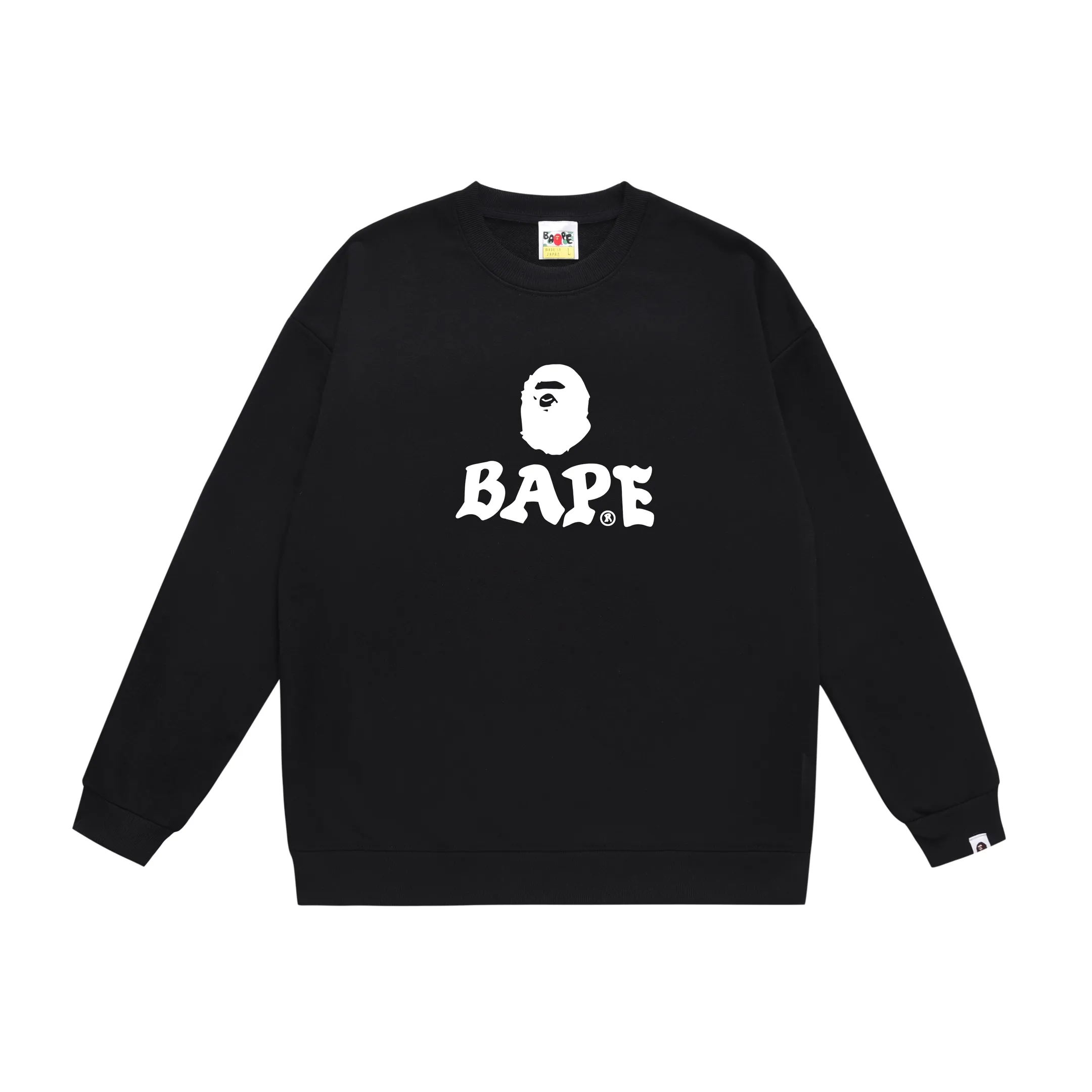 Style No. SC435# terry p150 plus velvet 160💰 (top version) BAPE autumn and winter contrasting ape head letter pattern printed loose round neck sweatshirt. Made of 350 grams of large terry (drop shoulder large version) fabric. The texture is soft and non-pilling. Imported environmentally friendly printing glue. The pattern is bright and three-dimensional. The quality is the same for men and women. The upper body is trendy. Color: black white gray Size: S M L XL XXL