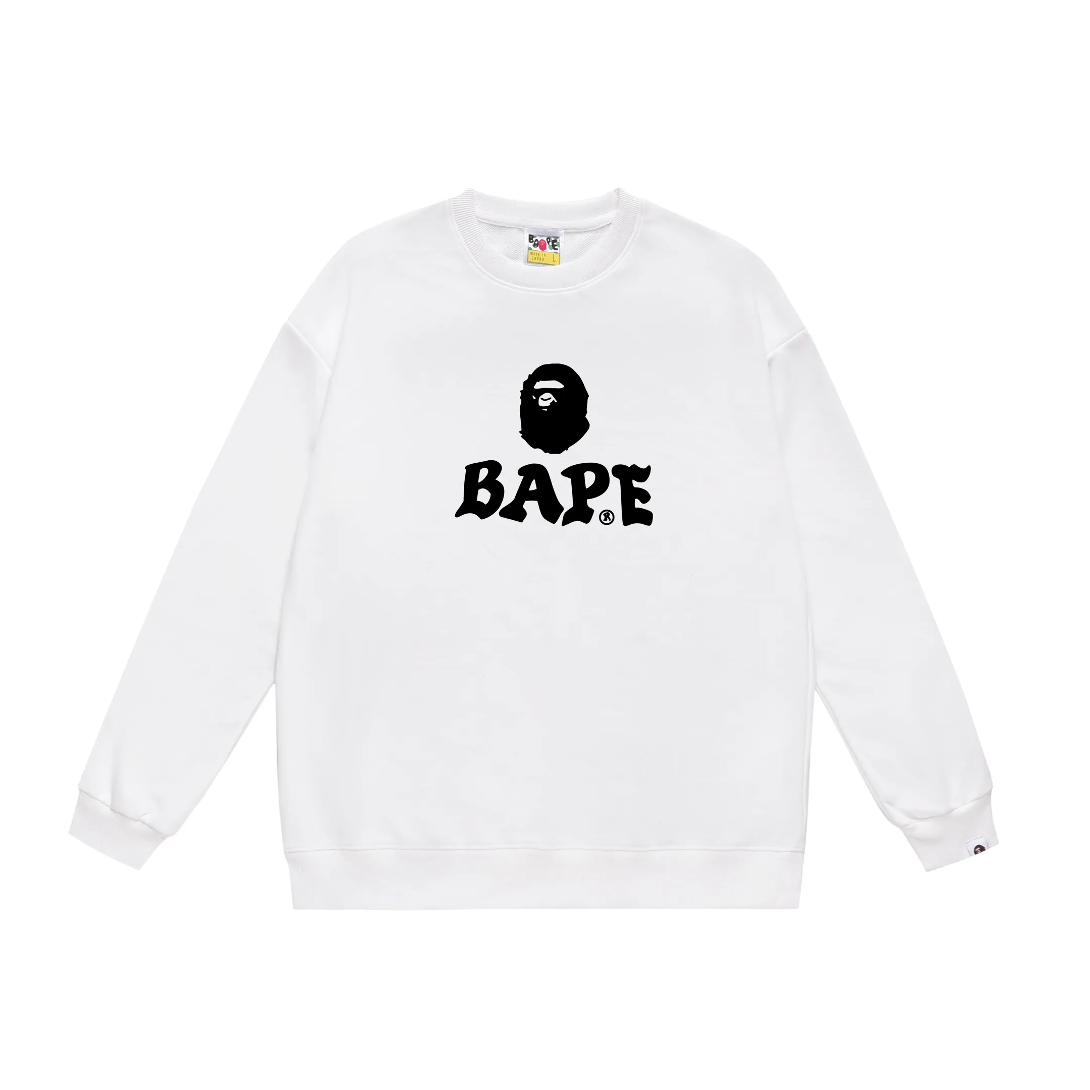 Style No. SC435# terry p150 plus velvet 160💰 (top version) BAPE autumn and winter contrasting ape head letter pattern printed loose round neck sweatshirt. Made of 350 grams of large terry (drop shoulder large version) fabric. The texture is soft and non-pilling. Imported environmentally friendly printing glue. The pattern is bright and three-dimensional. The quality is the same for men and women. The upper body is trendy. Color: black white gray Size: S M L XL XXL