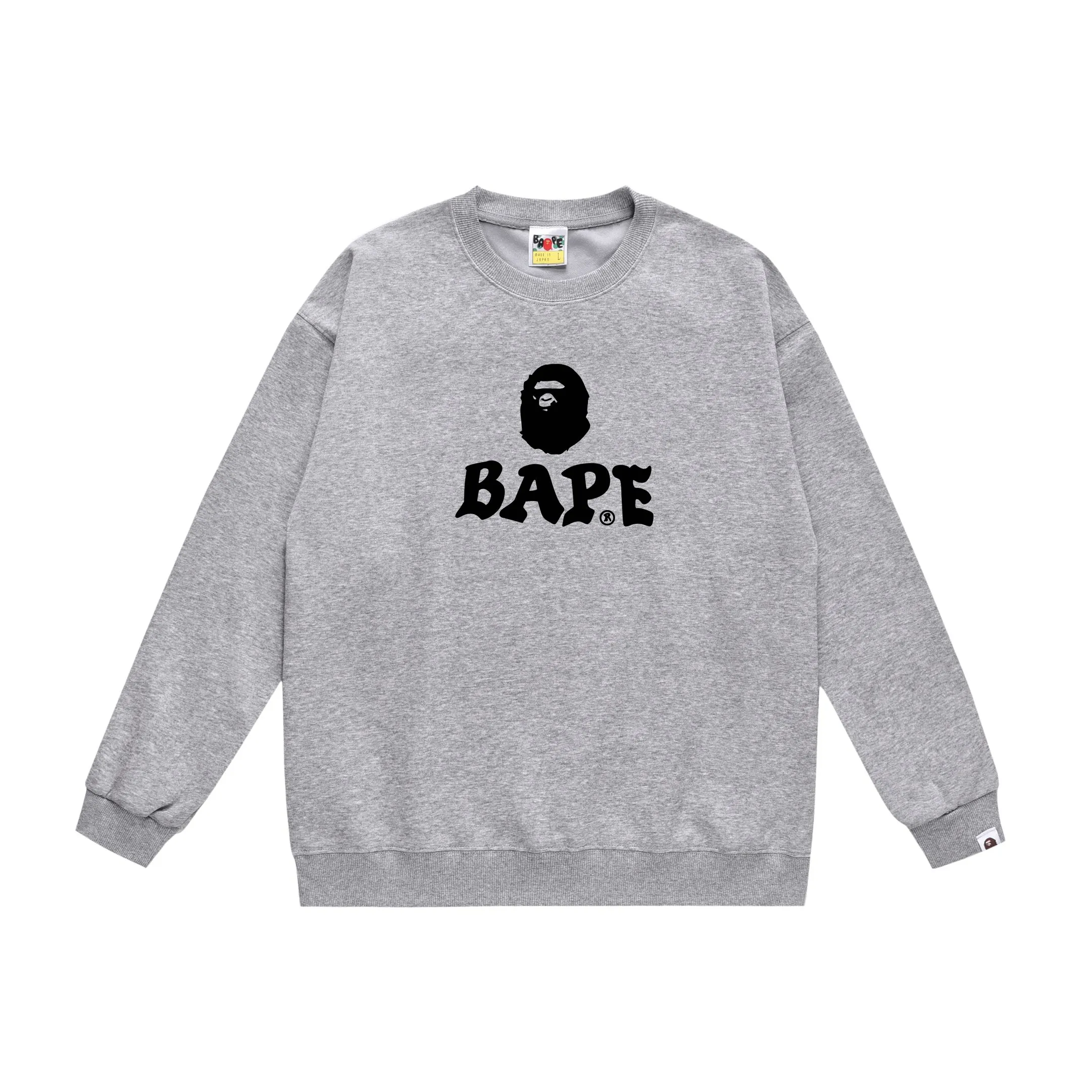 Style No. SC435# terry p150 plus velvet 160💰 (top version) BAPE autumn and winter contrasting ape head letter pattern printed loose round neck sweatshirt. Made of 350 grams of large terry (drop shoulder large version) fabric. The texture is soft and non-pilling. Imported environmentally friendly printing glue. The pattern is bright and three-dimensional. The quality is the same for men and women. The upper body is trendy. Color: black white gray Size: S M L XL XXL