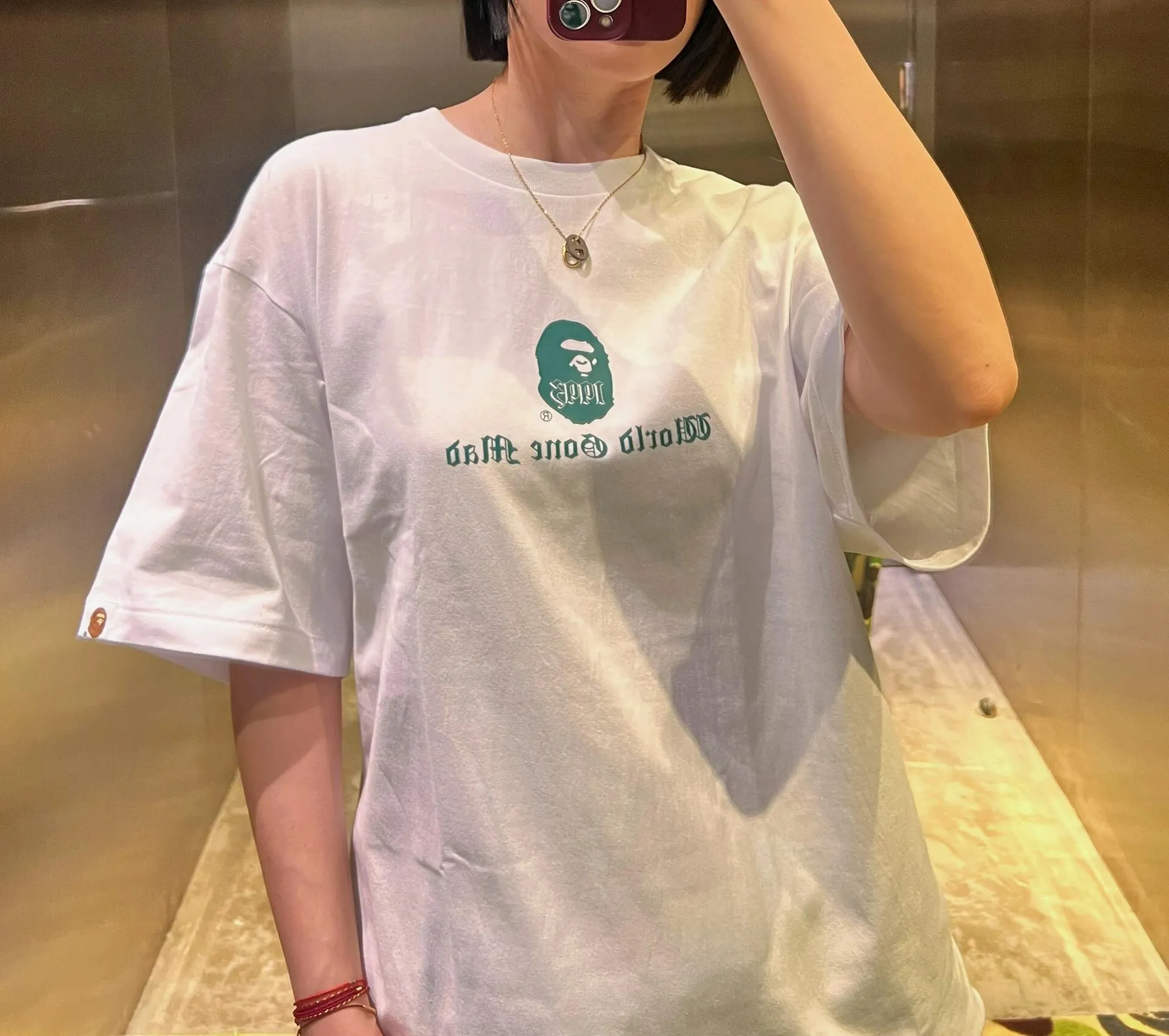 💰140 Bape Contrast Color Ape Head Letter Printing Linen Cotton 280g Customized Fabric Couple Style: S—XXL [Black Yellow White Green]