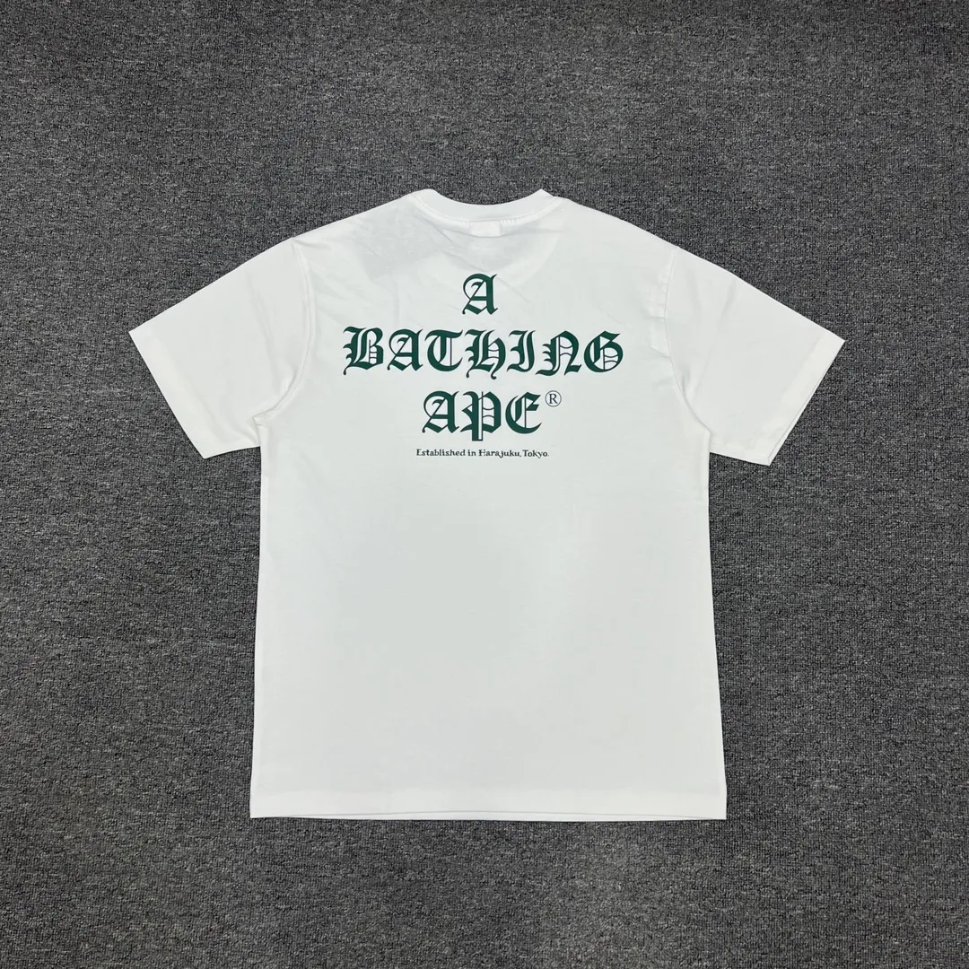 💰140 Bape Contrast Color Ape Head Letter Printing Linen Cotton 280g Customized Fabric Couple Style: S—XXL [Black Yellow White Green]