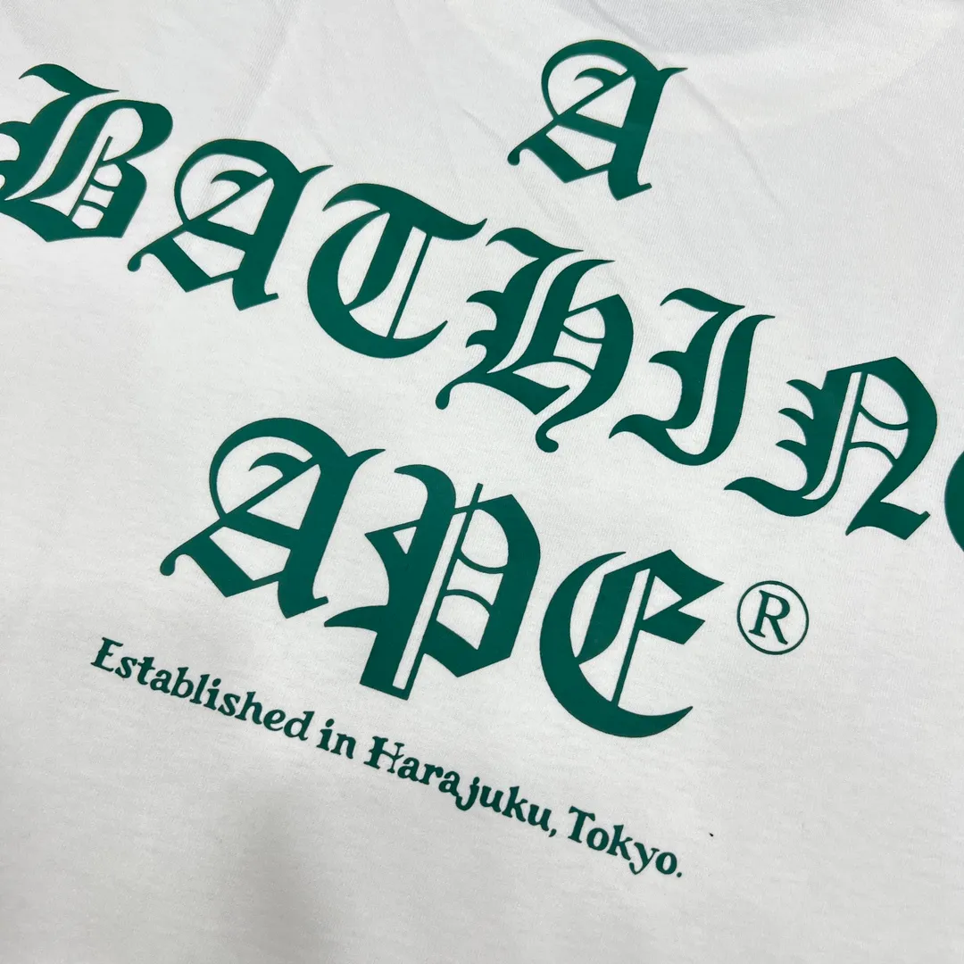 💰140 Bape Contrast Color Ape Head Letter Printing Linen Cotton 280g Customized Fabric Couple Style: S—XXL [Black Yellow White Green]