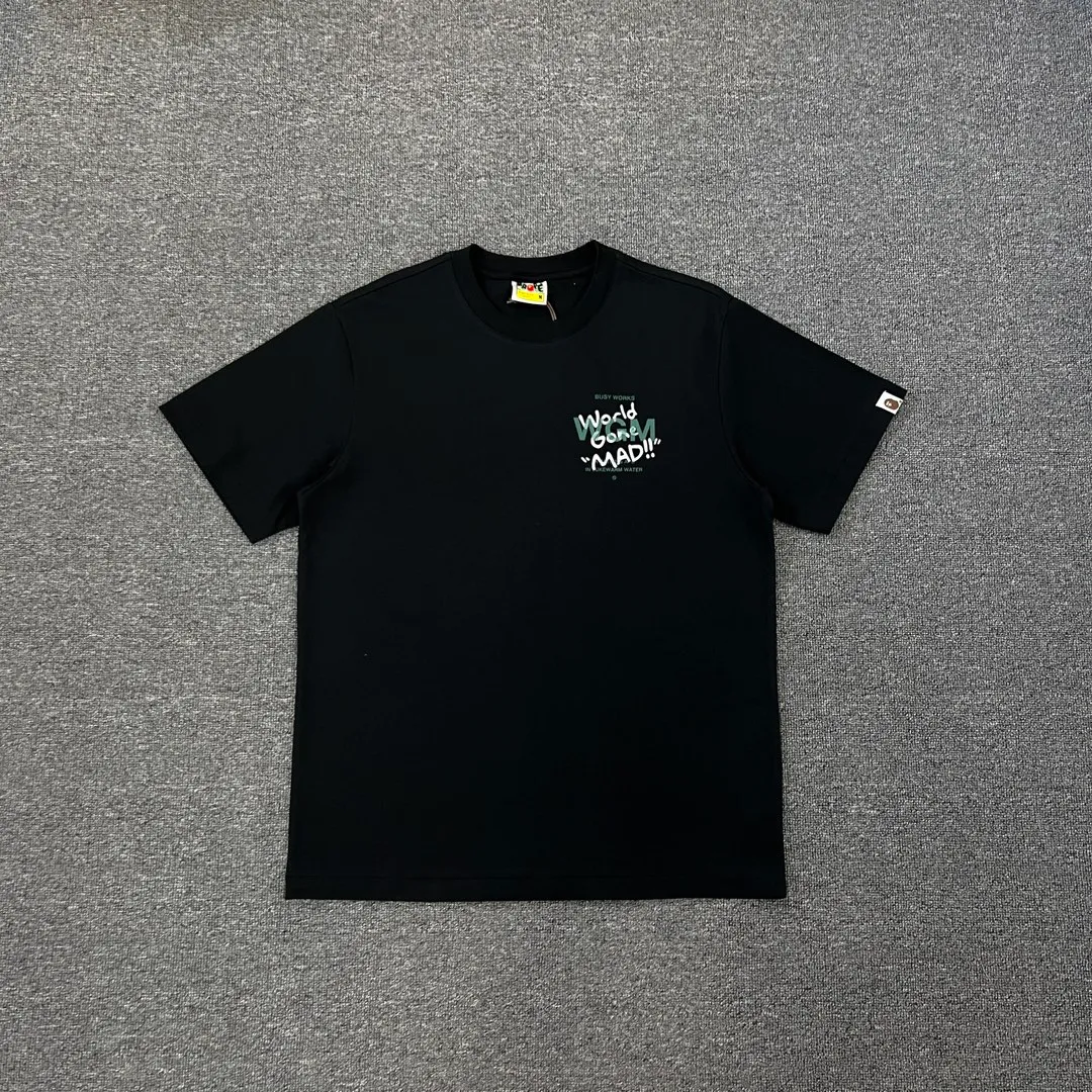 💰140 BAPE WOODLAND CAMO WGM forest camouflage ape letters ZP version 280g weight linen cotton fabric Couple style: S—XXL [Black White]