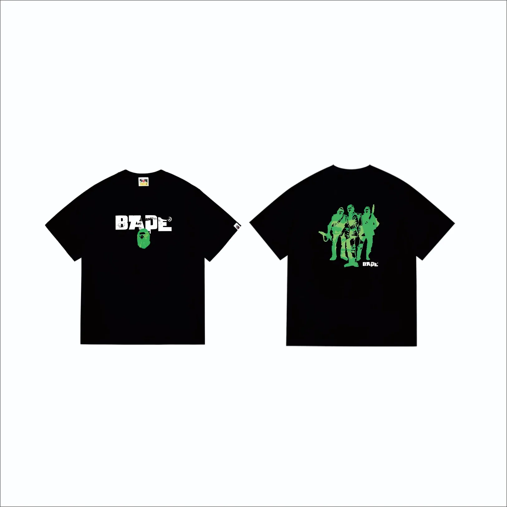 SC269#p110💰 (top version) BAPE Ape Army letter pattern printed short-sleeved T-shirt Made of 260 grams of high-quality high-weave pure cotton fabric, double yarn combed, soft texture and no pilling Imported environmentally friendly printing glue, bright and three-dimensional pattern, quality 💥Same style for men and women, the upper body is fashionable Color: black light brown Size: S M L XL XXL