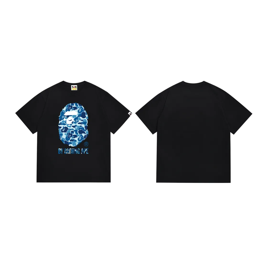 P110 SC075# (top version) BAPE camouflage ape head LOGO printed short-sleeved T-shirt Made of 260 grams of high-quality high-weave pure cotton fabric, double yarn combed, soft and non-pilling, imported environmentally friendly printing glue, bright and three-dimensional pattern, quality 💥Same style for men and women, the upper body is fashionable Color: black green white green black pink white pink black blue white blue Size: S M L XL XXL