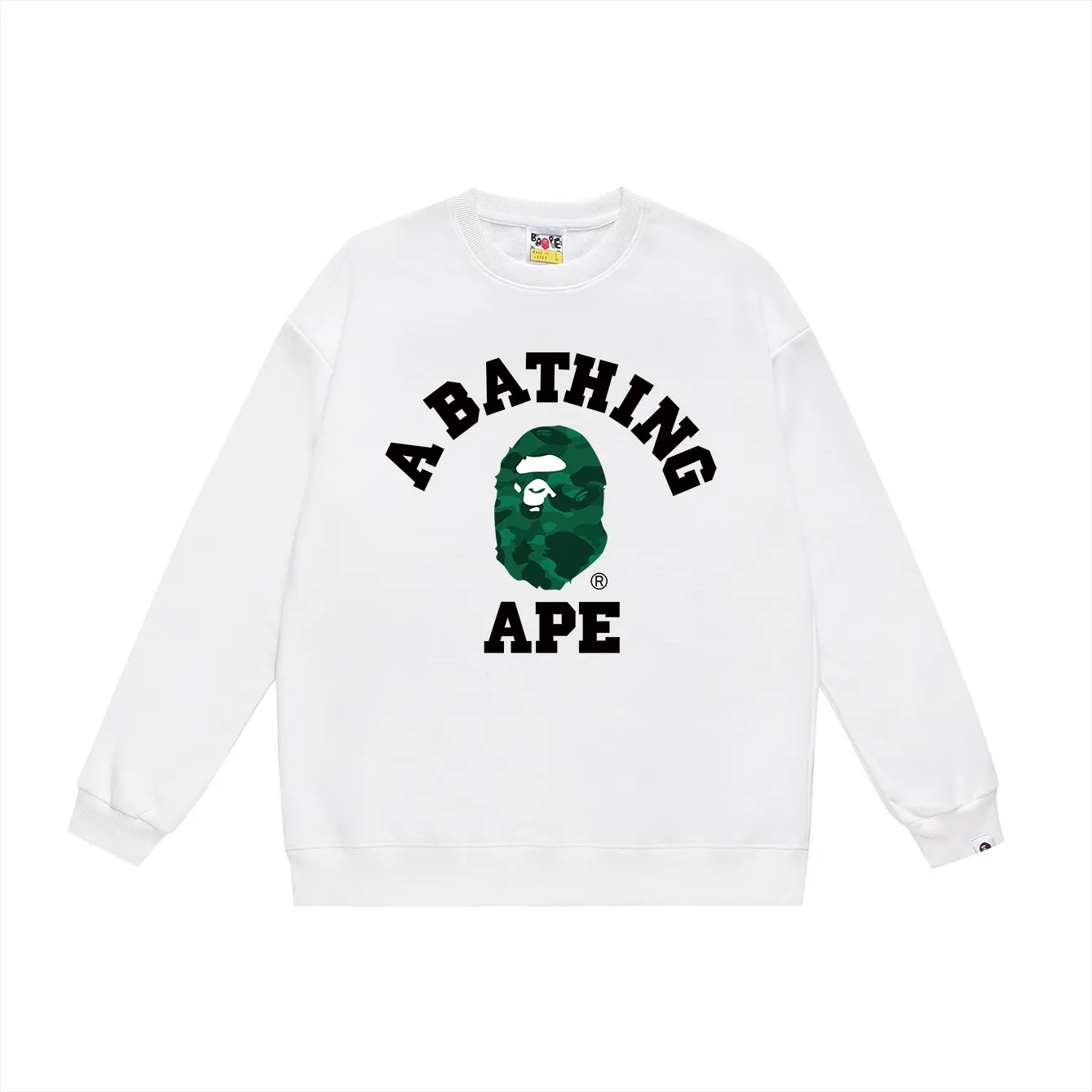 P150 model number SC499# terry 75 plus velvet 80 (top version) BAPE little ape head classic letter pattern printed round neck sweatshirt. Made of 350 grams of large terry (drop shoulder large version) fabric. The texture is soft and non-pilling. Imported environmentally friendly printing glue. The pattern is bright and three-dimensional. Quality 💥Same style for men and women. The upper body is trendy. Color: black white gray Size: S M L XL XXL