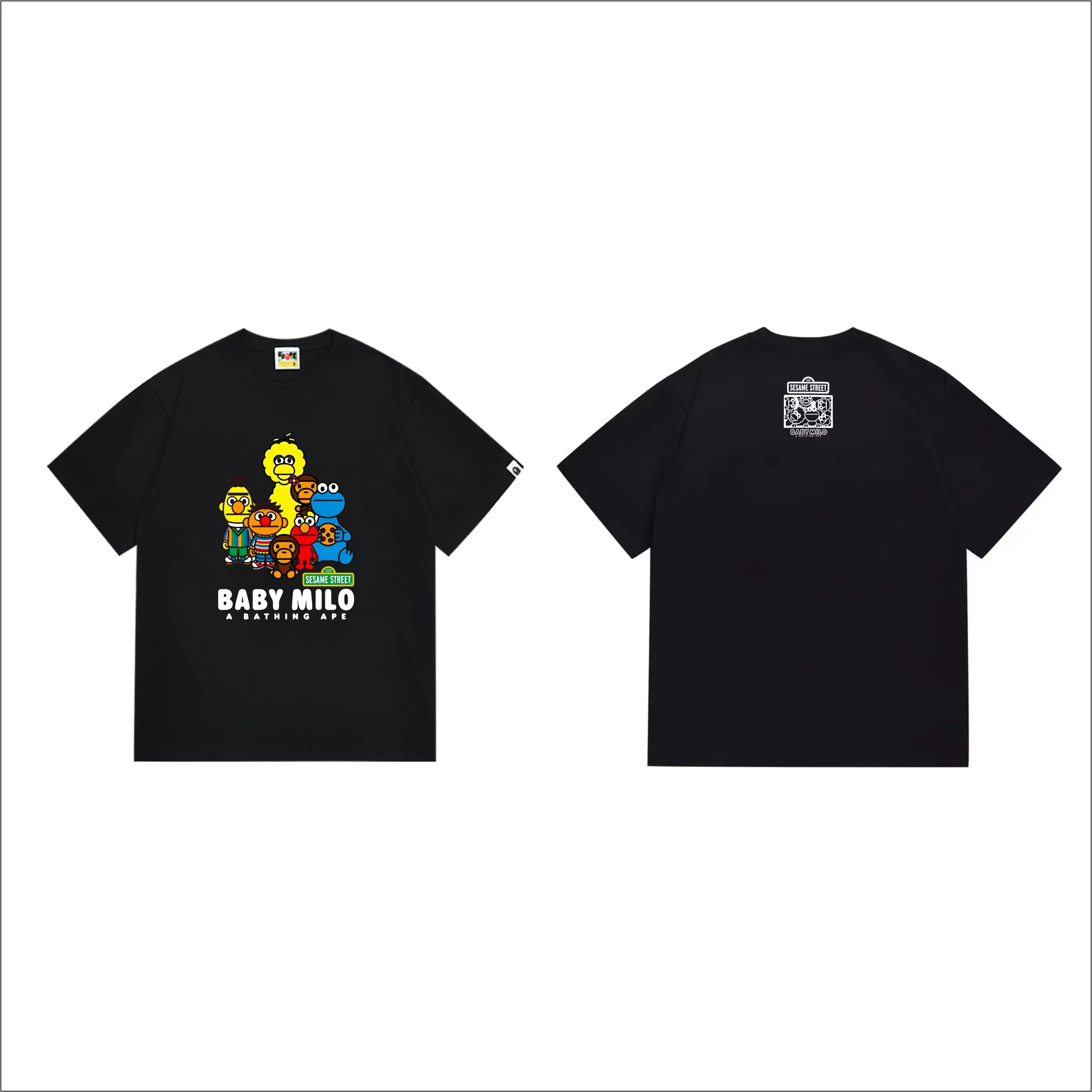 SC297#p110💰 (top version) BAPE is made of 260 grams of high-quality high-weave pure cotton fabric, double yarn combed, soft and non-pilling, imported environmentally friendly printing glue, bright and three-dimensional patterns, quality 💥Same style for men and women, the upper body is trendy Color: Black White Size: S M L XL XXL