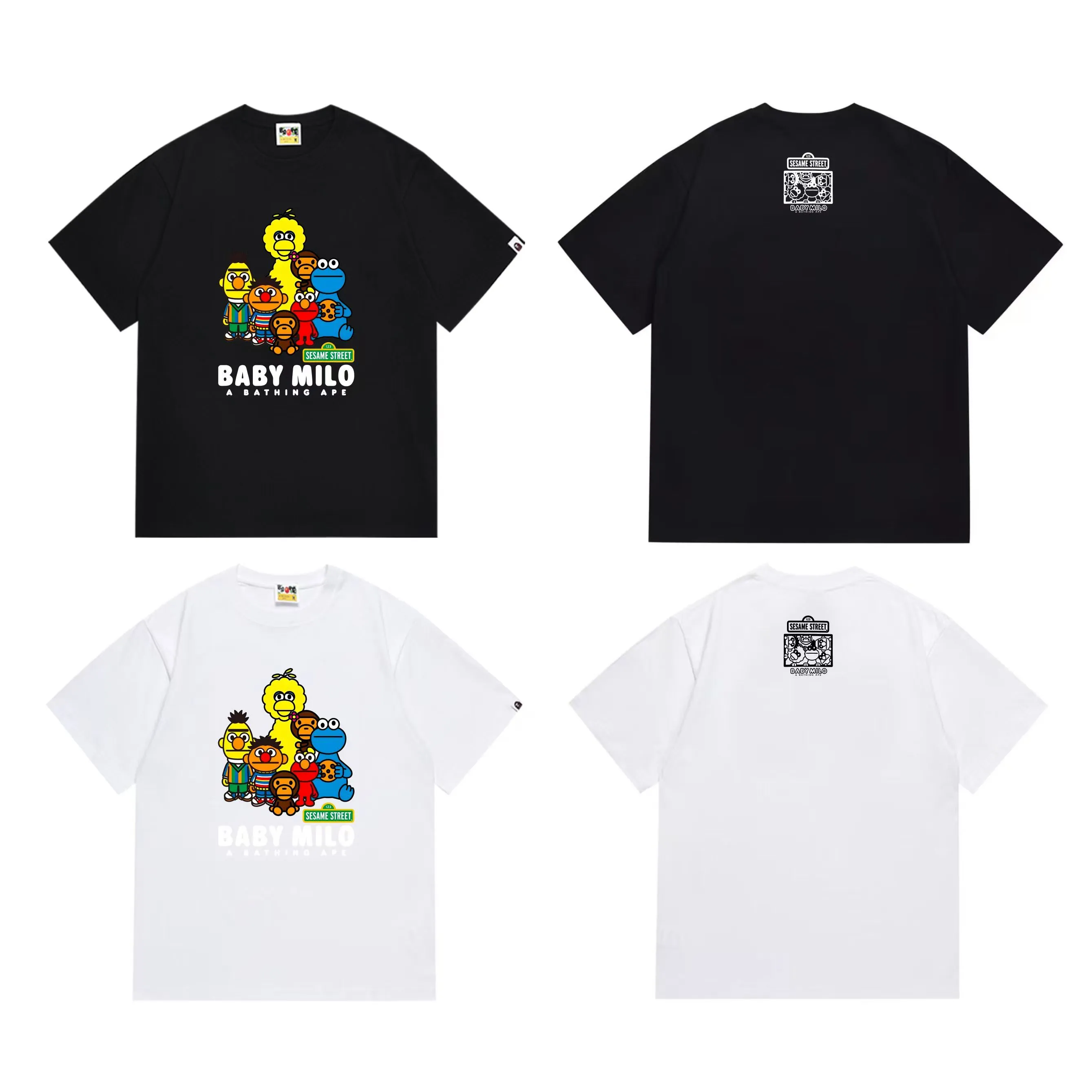 SC297#p110💰 (top version) BAPE is made of 260 grams of high-quality high-weave pure cotton fabric, double yarn combed, soft and non-pilling, imported environmentally friendly printing glue, bright and three-dimensional patterns, quality 💥Same style for men and women, the upper body is trendy Color: Black White Size: S M L XL XXL