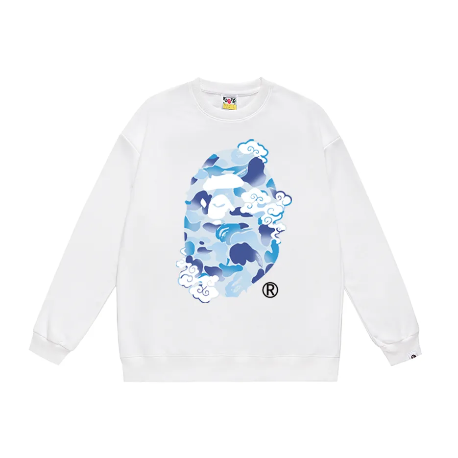 P170 model number SC311# terry 80 plus velvet 85 (top version) BAPE ape head letter printed round neck sweatshirt Made of 350g large terry (drop shoulder large version) fabric, soft and non-pilling, imported environmentally friendly printing glue, bright and three-dimensional pattern, quality 💥Same style for men and women, the upper body is fashionable Color: black white gray Size: S M L XL XXL