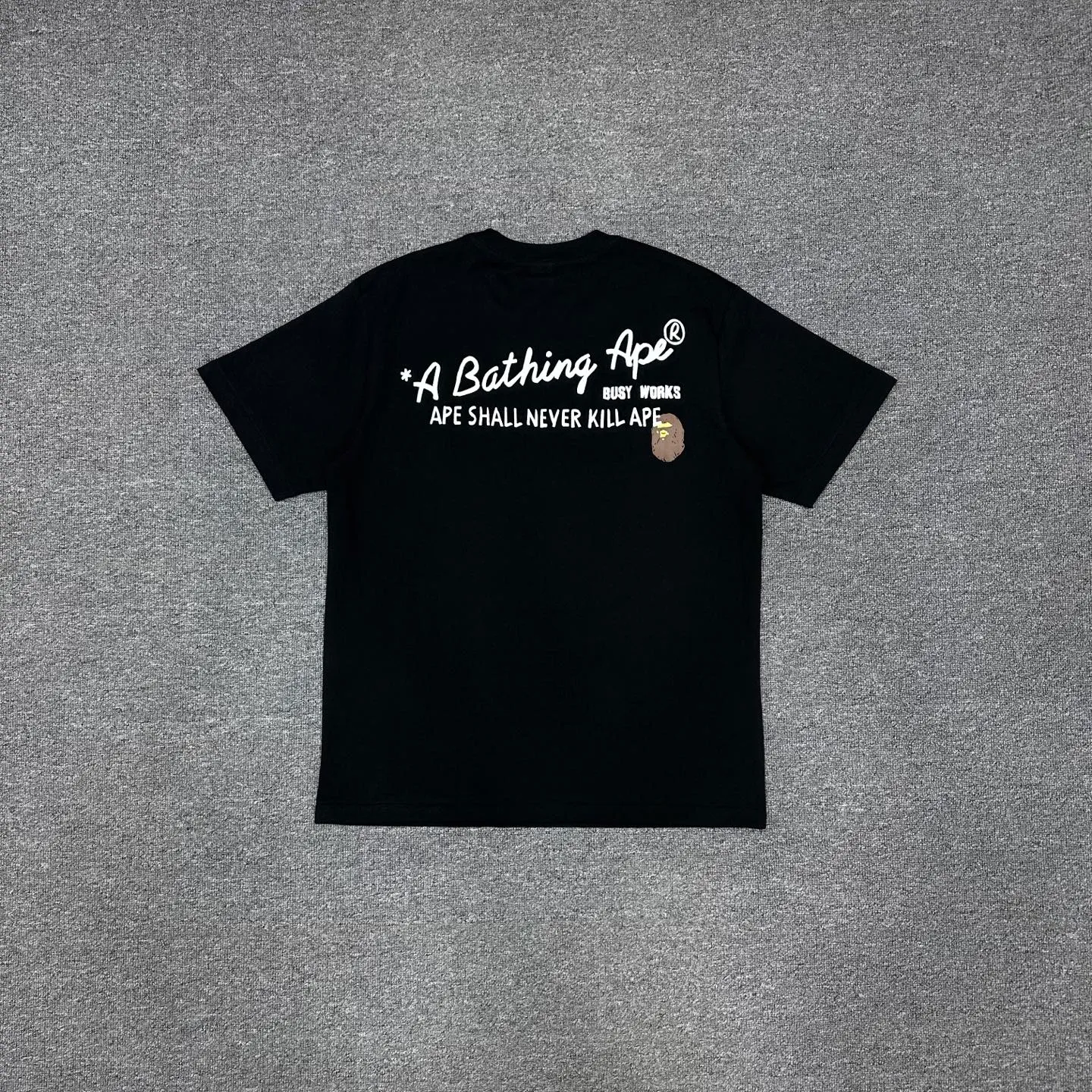 💰140 BAPE Return to College Series Hand-painted pattern short-sleeved T-shirt 280g weight linen cotton fabric ZP version Couple style: S-XXL [Black White]