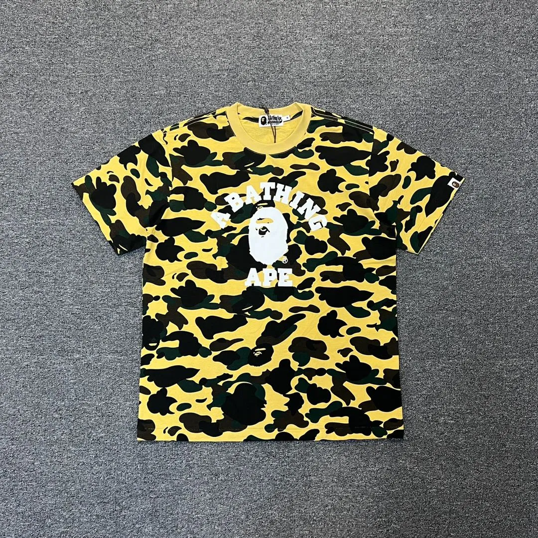 💰140 BAPE ape head camouflage classic reproduction ZP version 255g weight pure cotton all-over printed camouflage Couple model: S-XXL [green yellow red purple blue]