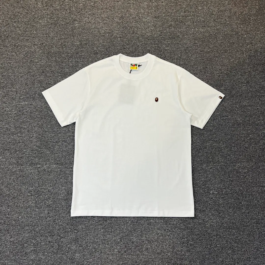 💰140 BAPE classic embroidered ape badge ZP version 280g weight linen cotton fabric Couple model: S-XXL [Black White Rice Apricot Navy]