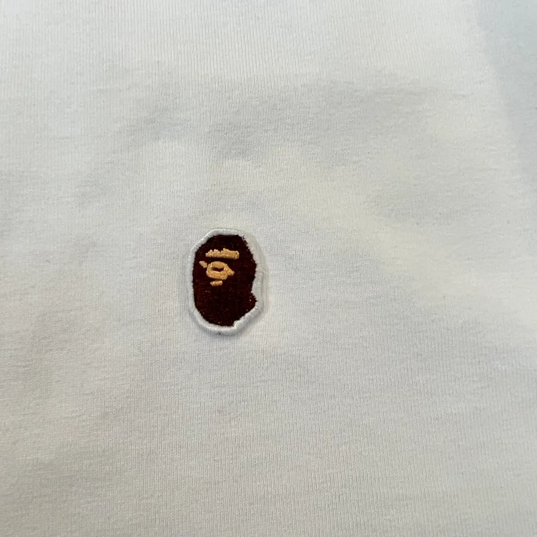💰140 BAPE classic embroidered ape badge ZP version 280g weight linen cotton fabric Couple model: S-XXL [Black White Rice Apricot Navy]