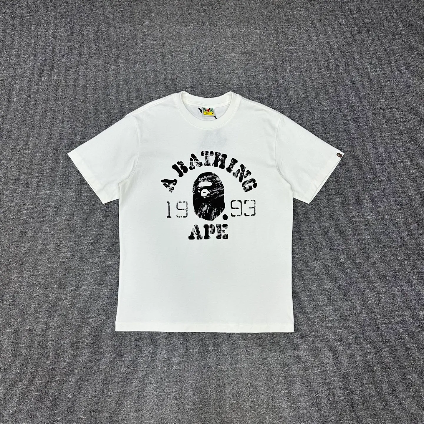 💰140 BAPE ape head letter 1993 digital printed short-sleeved T-shirt 280g weight linen cotton fabric ZP version couple style: S-XXL [charcoal gray white]