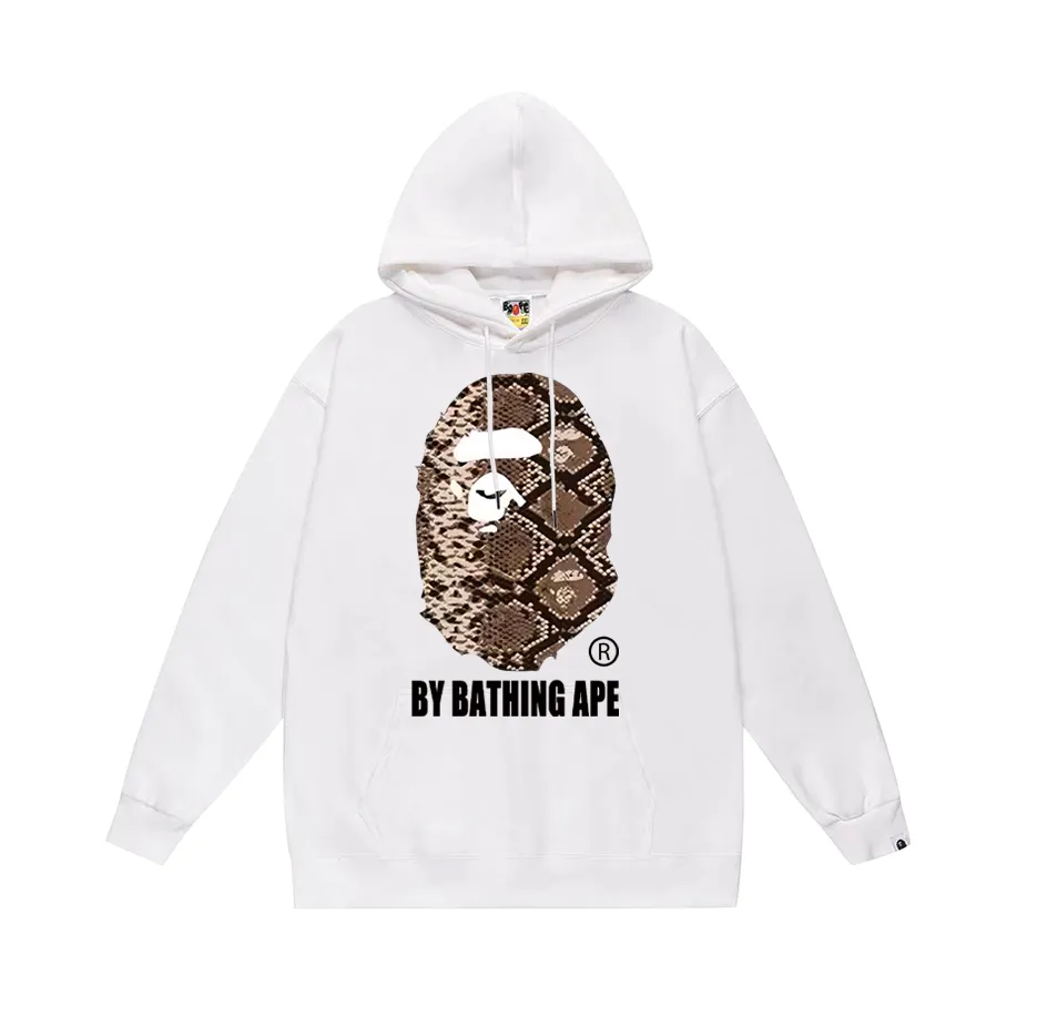 P160 model number SC771# terry 80 plus velvet 90 (top version) BAPE great ape letter print classic python pattern hooded sweatshirt. Made of 380 grams of large terry (drop shoulder large version) fabric. The texture is soft and non-pilling. Imported environmentally friendly printing glue. The pattern is bright and three-dimensional. Quality 💥Same style for men and women. The upper body is trendy. Color: black white gray Size: S M L XL XXL