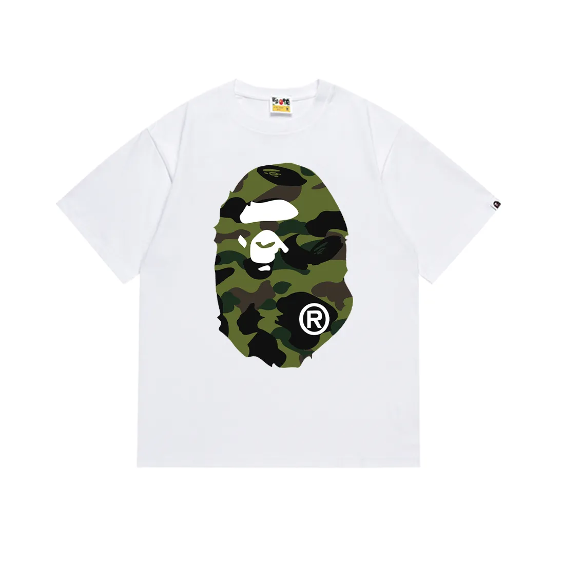 P110 SC060# (top version) BAPE double-sided camouflage ape head printed short-sleeved T-shirt Made of 260 grams of high-quality high-weave pure cotton fabric, double yarn combed, soft texture and no pilling Imported environmentally friendly printing glue, bright and three-dimensional pattern, quality 💥unisex style, the upper body is fashionable Color: white camouflage black camouflage white yellow black yellow white green black green white purple black purple white red black red Size: S M L XL XXL