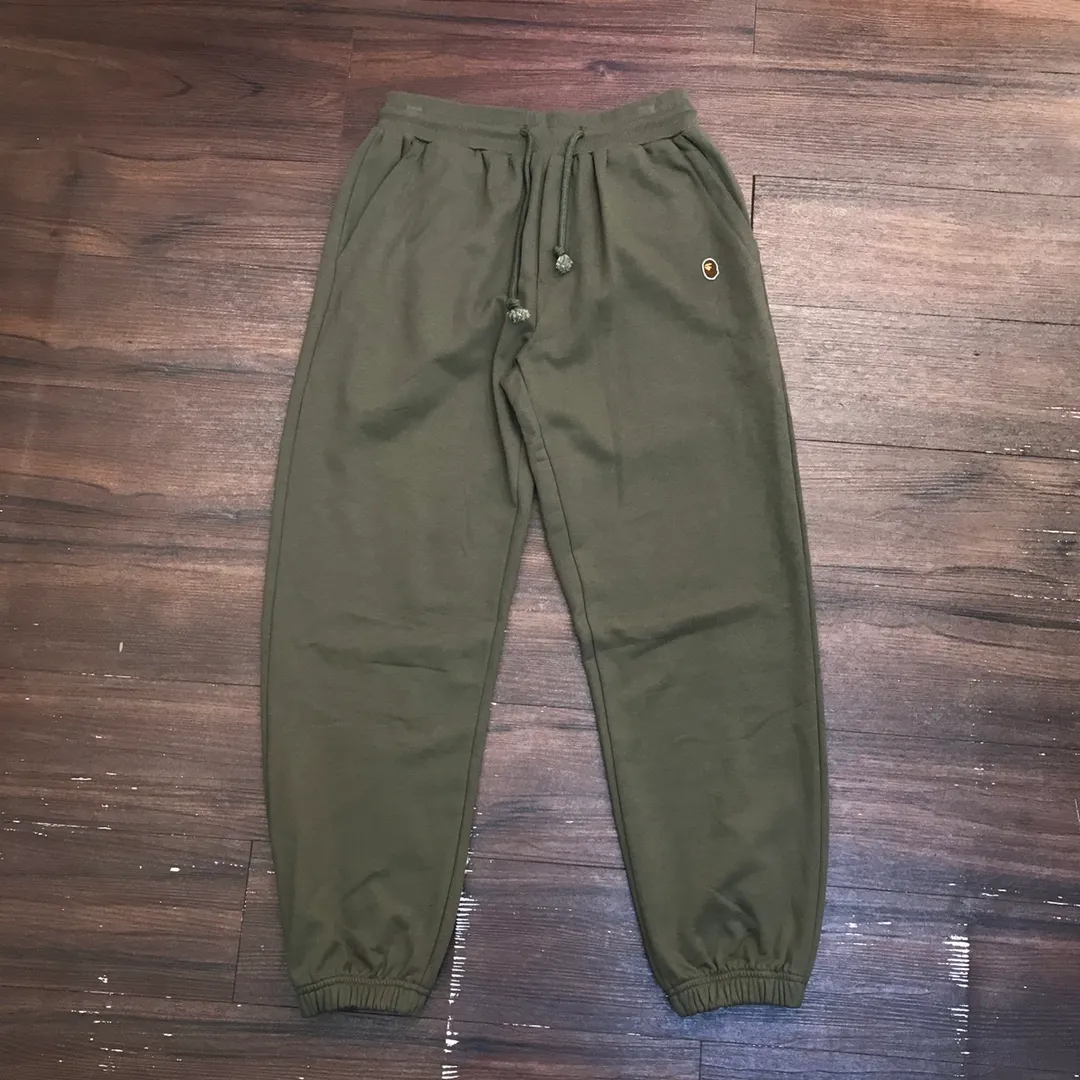 💰260 XX102 BAPE Embroidered Little Ape Casual Loose Trousers Customized Fabric Couple Style: M—XXL [Green Gray Black]