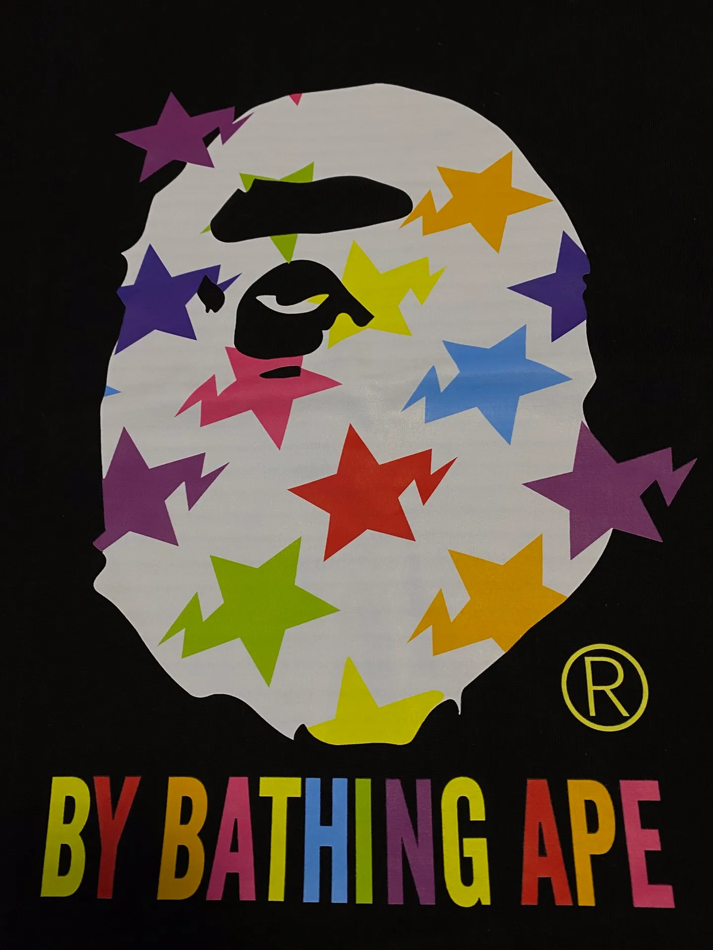 SC139#p110💰 (top version) BAPE ape head color STA star letter printed short-sleeved T-shirt Made of 260 grams of high-quality high-weave pure cotton fabric, double yarn combed, soft texture and no pilling Imported environmentally friendly printing glue, bright and three-dimensional pattern, quality 💥Same style for men and women, the upper body is fashionable Color: black white Size: S M L XL XXL
