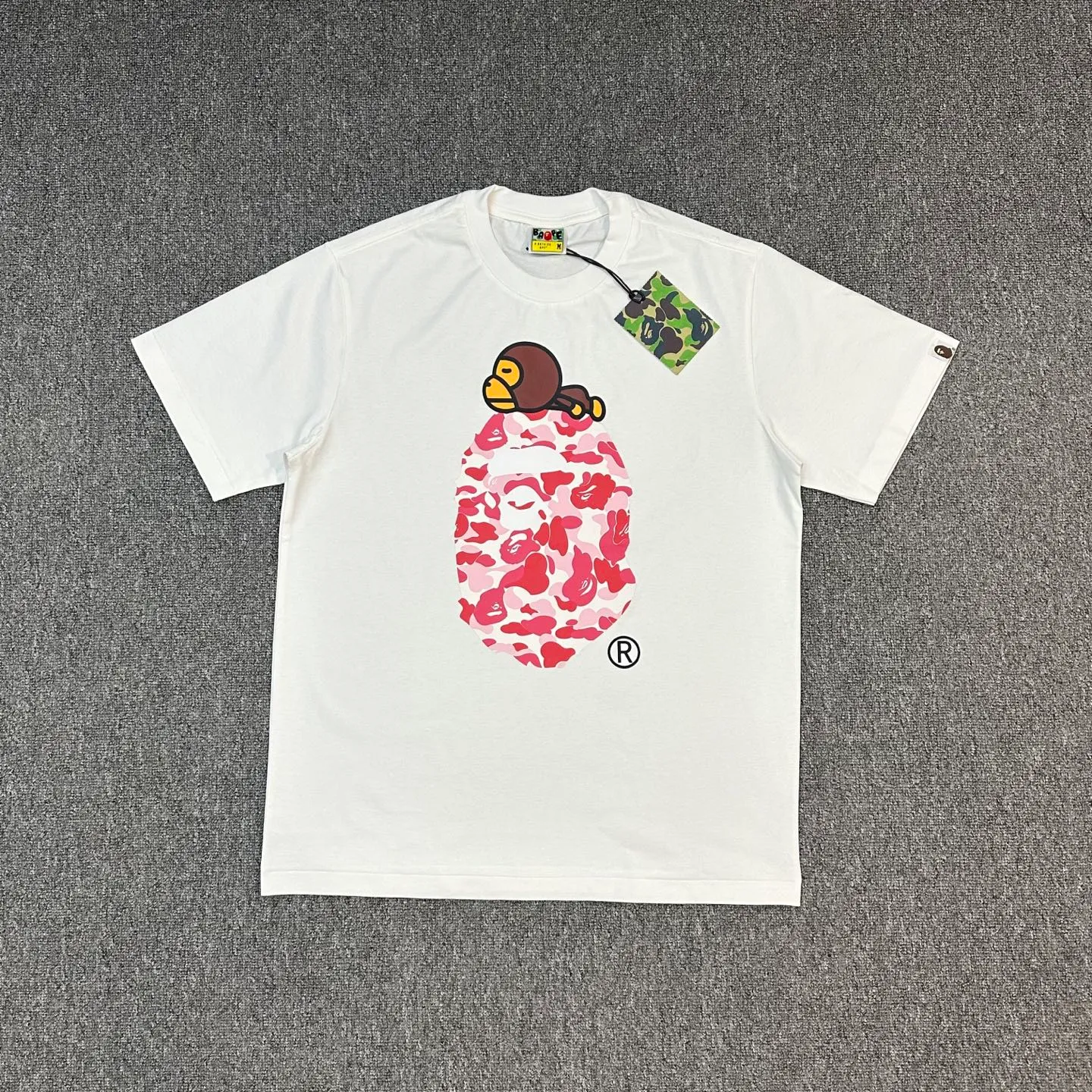 💰140 BAPE SS25 ABC CAMO series Cartoon ape orangutan pattern printing 280g weight linen cotton fabric ZP version Couple model: S-XXL [black pink white pink black blue white blue black green white green]