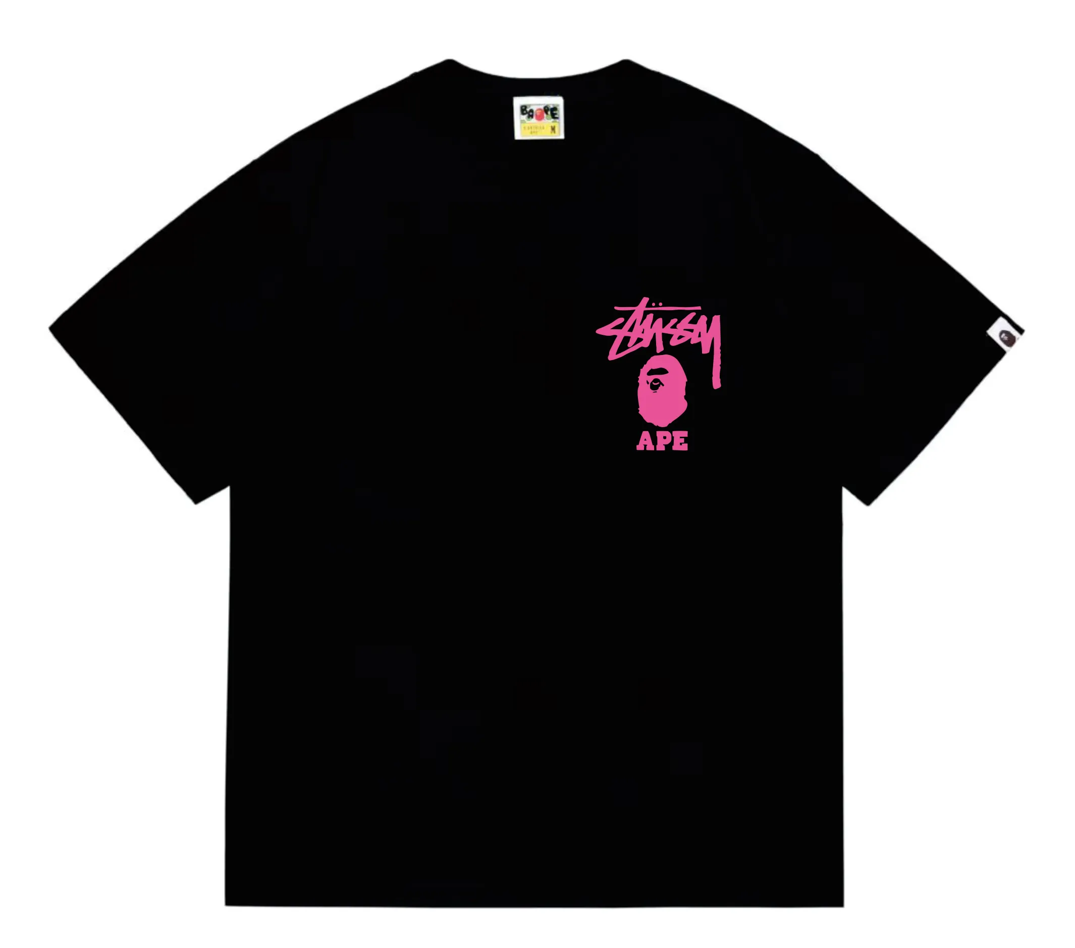 SC202#p110💰 (top version) BAPE×Stussy co-branded Stussy letter ape print T-shirt Made of 260 grams of high-quality high-weave pure cotton fabric, double yarn combed, soft texture without pilling, imported environmentally friendly printing glue, bright and three-dimensional pattern, quality 💥Same style for men and women, the upper body is fashionable Color: black pink white pink gray pink pink pink red pink black and white gray and white pink and white red and white white and black Gray and black Pink and black Red and black Size: S M L XL XXL