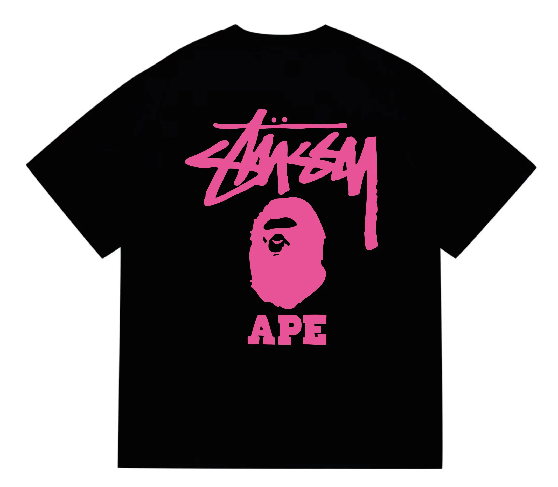 SC202#p110💰 (top version) BAPE×Stussy co-branded Stussy letter ape print T-shirt Made of 260 grams of high-quality high-weave pure cotton fabric, double yarn combed, soft texture without pilling, imported environmentally friendly printing glue, bright and three-dimensional pattern, quality 💥Same style for men and women, the upper body is fashionable Color: black pink white pink gray pink pink pink red pink black and white gray and white pink and white red and white white and black Gray and black Pink and black Red and black Size: S M L XL XXL