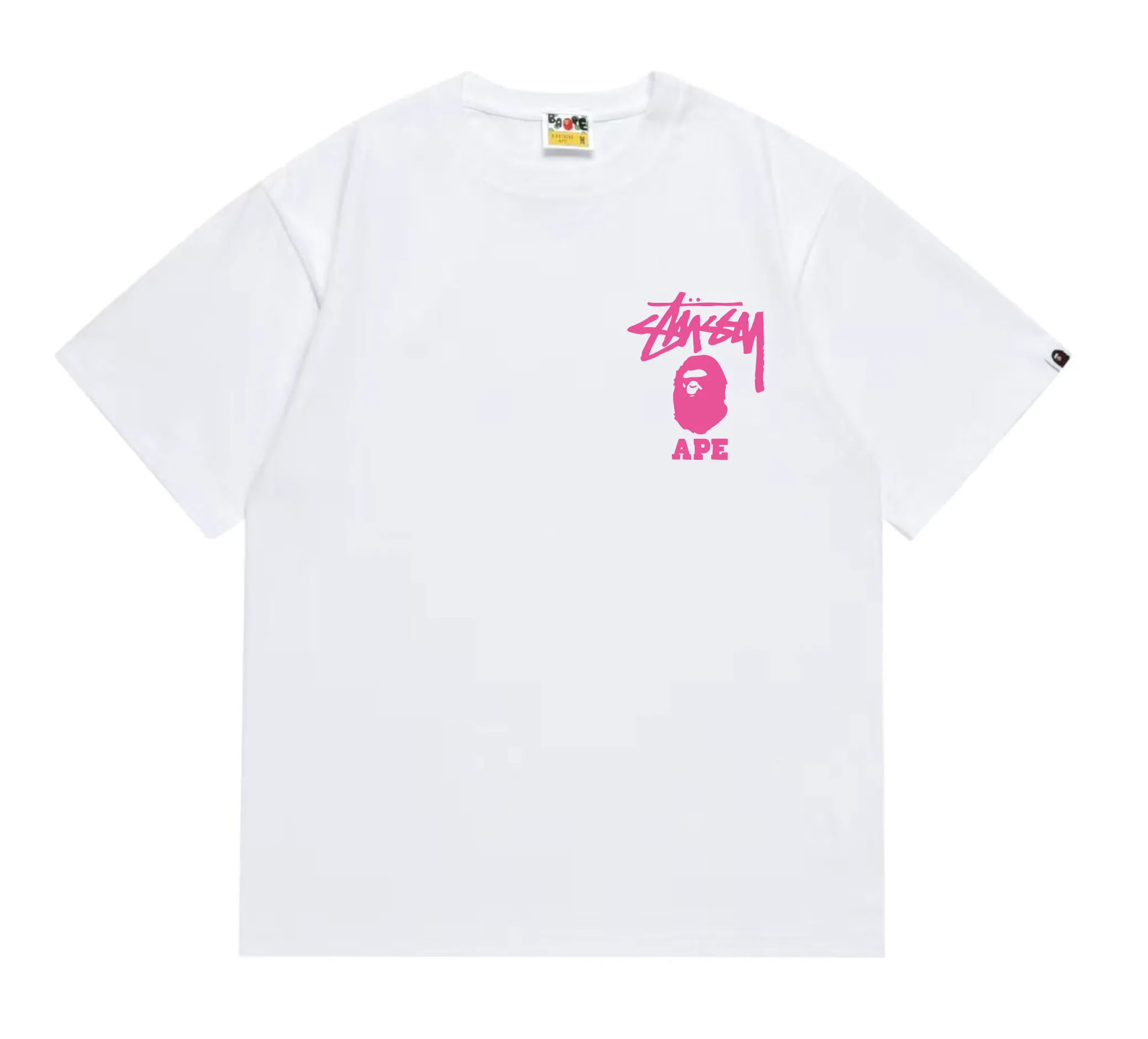 SC202#p110💰 (top version) BAPE×Stussy co-branded Stussy letter ape print T-shirt Made of 260 grams of high-quality high-weave pure cotton fabric, double yarn combed, soft texture without pilling, imported environmentally friendly printing glue, bright and three-dimensional pattern, quality 💥Same style for men and women, the upper body is fashionable Color: black pink white pink gray pink pink pink red pink black and white gray and white pink and white red and white white and black Gray and black Pink and black Red and black Size: S M L XL XXL