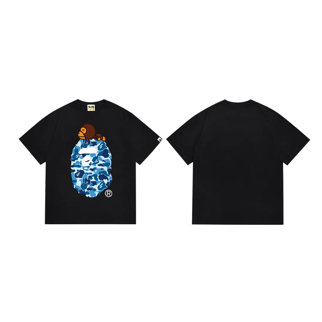 P110 SC048# (top version) BAPE camouflage ape head LOGO printed short-sleeved T-shirt Made of 260 grams of high-quality high-weave pure cotton fabric, double yarn combed, soft texture and no pilling Imported environmentally friendly printing glue, bright and three-dimensional pattern, quality 💥Same style for men and women, the upper body is fashionable Color: black green, white green, black pink, white powder, black blue, white blue Size: S M L XL XXL