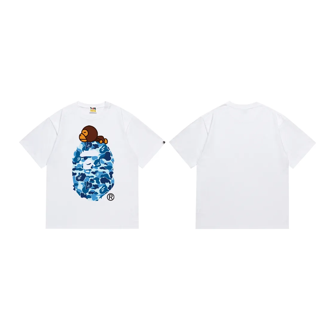 P110 SC048# (top version) BAPE camouflage ape head LOGO printed short-sleeved T-shirt Made of 260 grams of high-quality high-weave pure cotton fabric, double yarn combed, soft texture and no pilling Imported environmentally friendly printing glue, bright and three-dimensional pattern, quality 💥Same style for men and women, the upper body is fashionable Color: black green, white green, black pink, white powder, black blue, white blue Size: S M L XL XXL