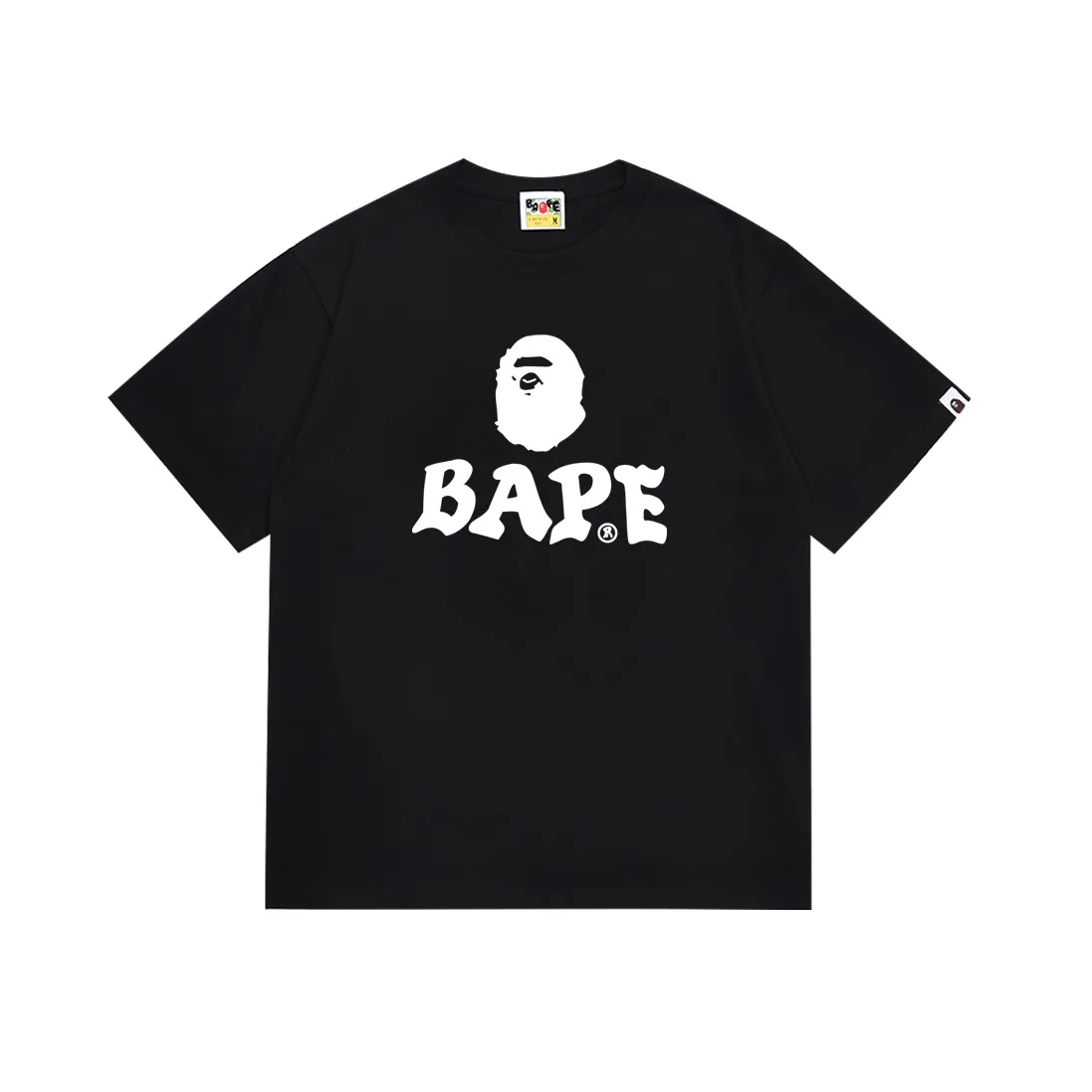 SC135#p110💰 (top version) BAPE contrasting ape head letter pattern printed short-sleeved T-shirt Made of 260 grams of high-quality high-weave pure cotton fabric, double yarn combed, soft texture and no pilling Imported environmentally friendly printing glue, bright and three-dimensional pattern, quality 💥Same style for men and women, the upper body is fashionable Color: black white Size: S M L XL XXL