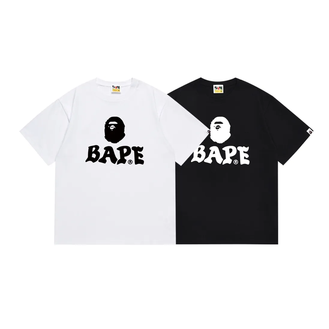 SC135#p110💰 (top version) BAPE contrasting ape head letter pattern printed short-sleeved T-shirt Made of 260 grams of high-quality high-weave pure cotton fabric, double yarn combed, soft texture and no pilling Imported environmentally friendly printing glue, bright and three-dimensional pattern, quality 💥Same style for men and women, the upper body is fashionable Color: black white Size: S M L XL XXL