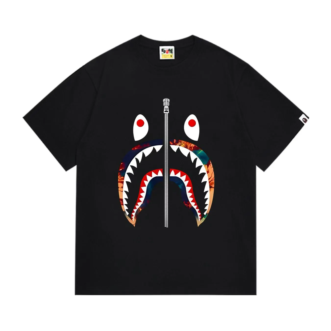 SC1012#p110💰 (top version) BAPE uses 260 grams of high-quality high-weave pure cotton fabric, double yarn combed, soft texture and no pilling, imported environmentally friendly printing glue, bright and three-dimensional pattern, quality 💥Same style for men and women, the upper body is fashionable Color: black white Size: S M L XL XXL