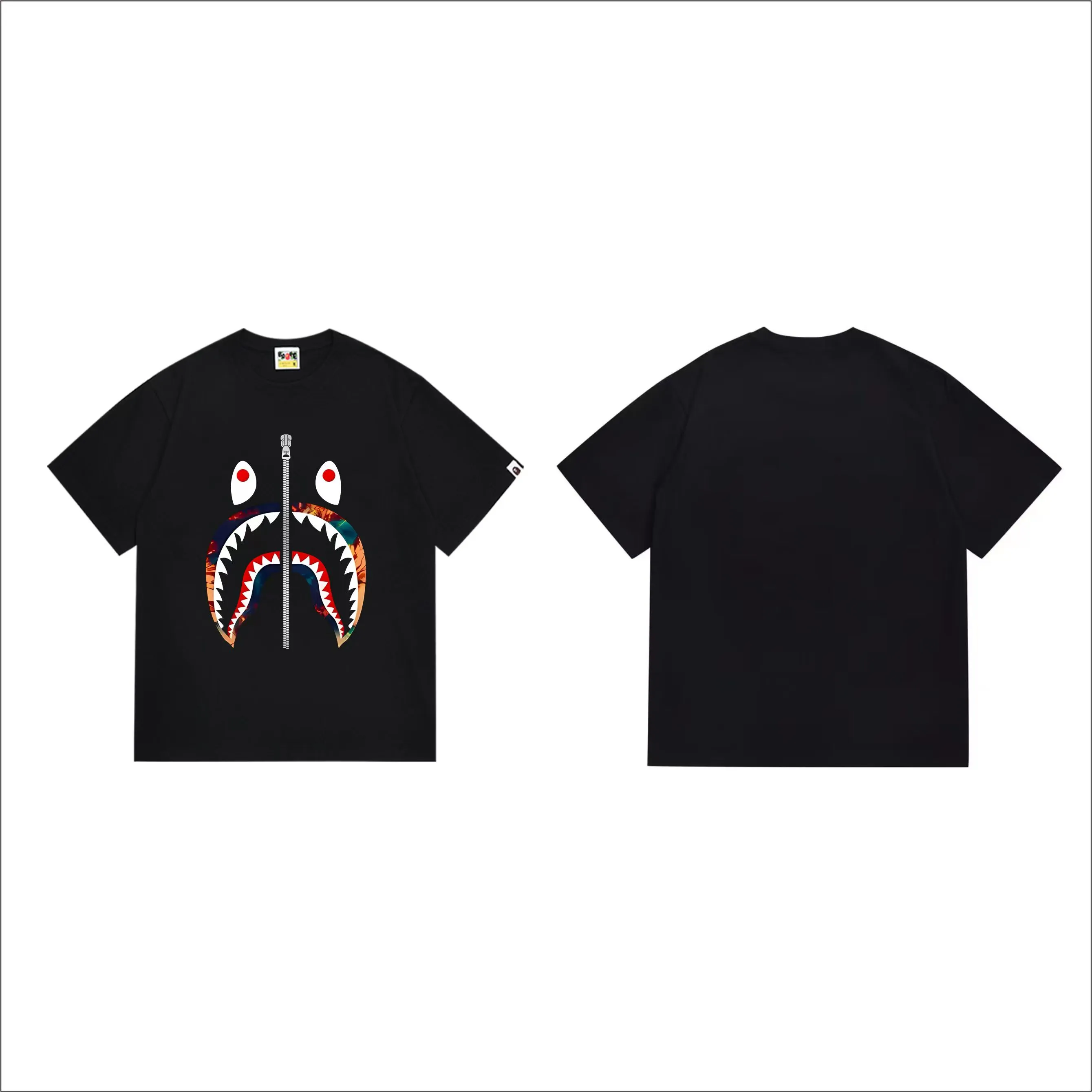 SC1012#p110💰 (top version) BAPE uses 260 grams of high-quality high-weave pure cotton fabric, double yarn combed, soft texture and no pilling, imported environmentally friendly printing glue, bright and three-dimensional pattern, quality 💥Same style for men and women, the upper body is fashionable Color: black white Size: S M L XL XXL