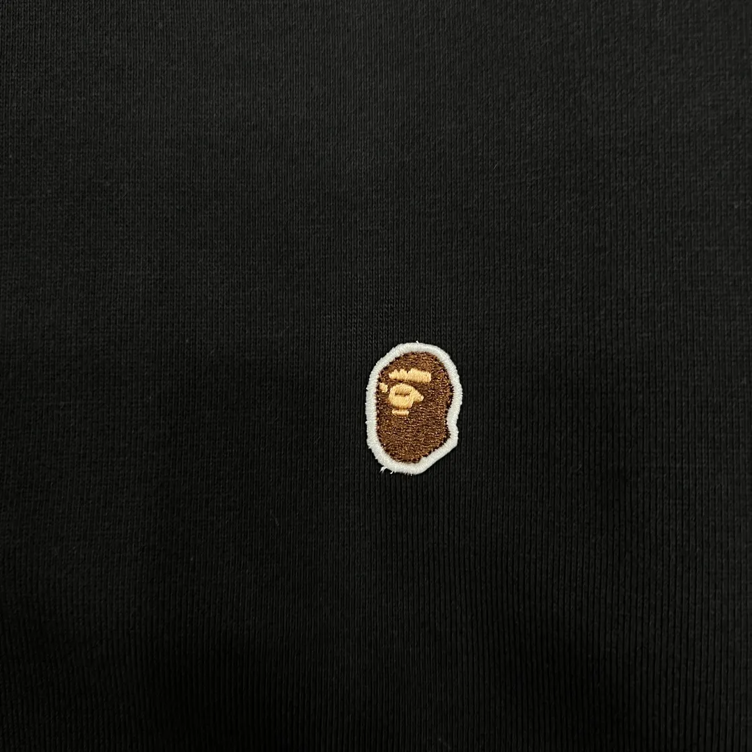 💰260 XX261 BAPE Solid color label embroidered little ape head Logo 420g weight pure cotton fabric ZP version Couple style: S—XXL [Black Gray]