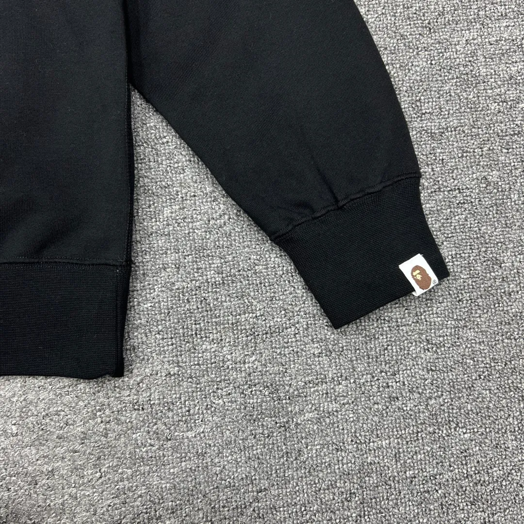 💰260 XX261 BAPE Solid color label embroidered little ape head Logo 420g weight pure cotton fabric ZP version Couple style: S—XXL [Black Gray]