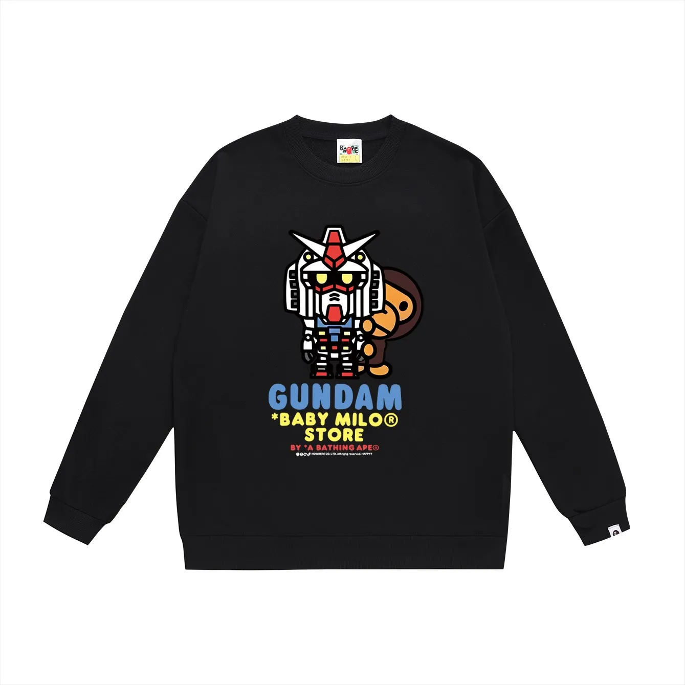 P150 model number SC489# terry 75 plus velvet 80 (top version) BAPE robot monkey cartoon animation pattern printed round neck sweatshirt Made of 350 grams of large terry (drop shoulder large version) fabric, soft texture and no pilling Imported environmentally friendly printing glue The pattern is bright and three-dimensional Quality 💥Same style for men and women The upper body is trendy Color: black white gray Size: S M L XL XXL