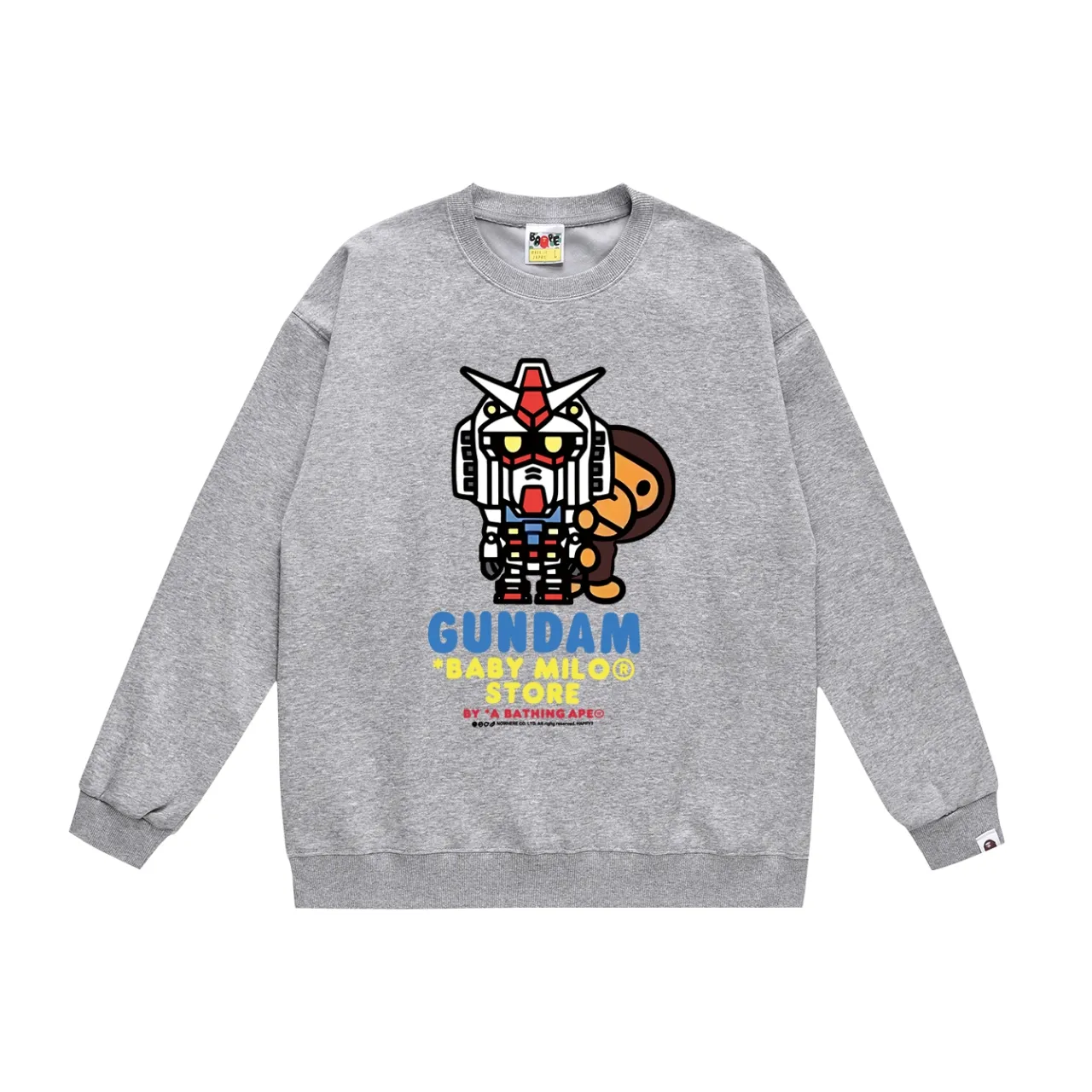 P150 model number SC489# terry 75 plus velvet 80 (top version) BAPE robot monkey cartoon animation pattern printed round neck sweatshirt Made of 350 grams of large terry (drop shoulder large version) fabric, soft texture and no pilling Imported environmentally friendly printing glue The pattern is bright and three-dimensional Quality 💥Same style for men and women The upper body is trendy Color: black white gray Size: S M L XL XXL