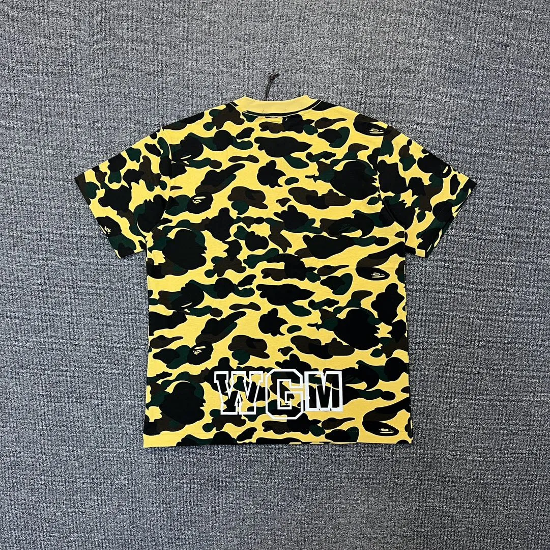 💰140 BAPE shark camouflage WGM classic reproduction ZP version 255g weight pure cotton all-over printed camouflage couple model: S-XXL [green yellow red purple blue]