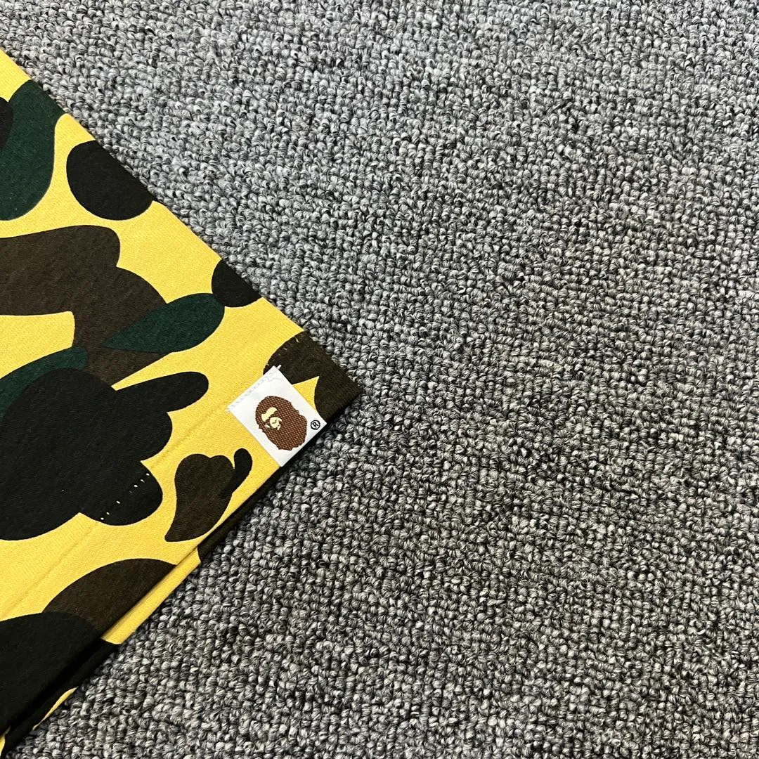 💰140 BAPE shark camouflage WGM classic reproduction ZP version 255g weight pure cotton all-over printed camouflage couple model: S-XXL [green yellow red purple blue]