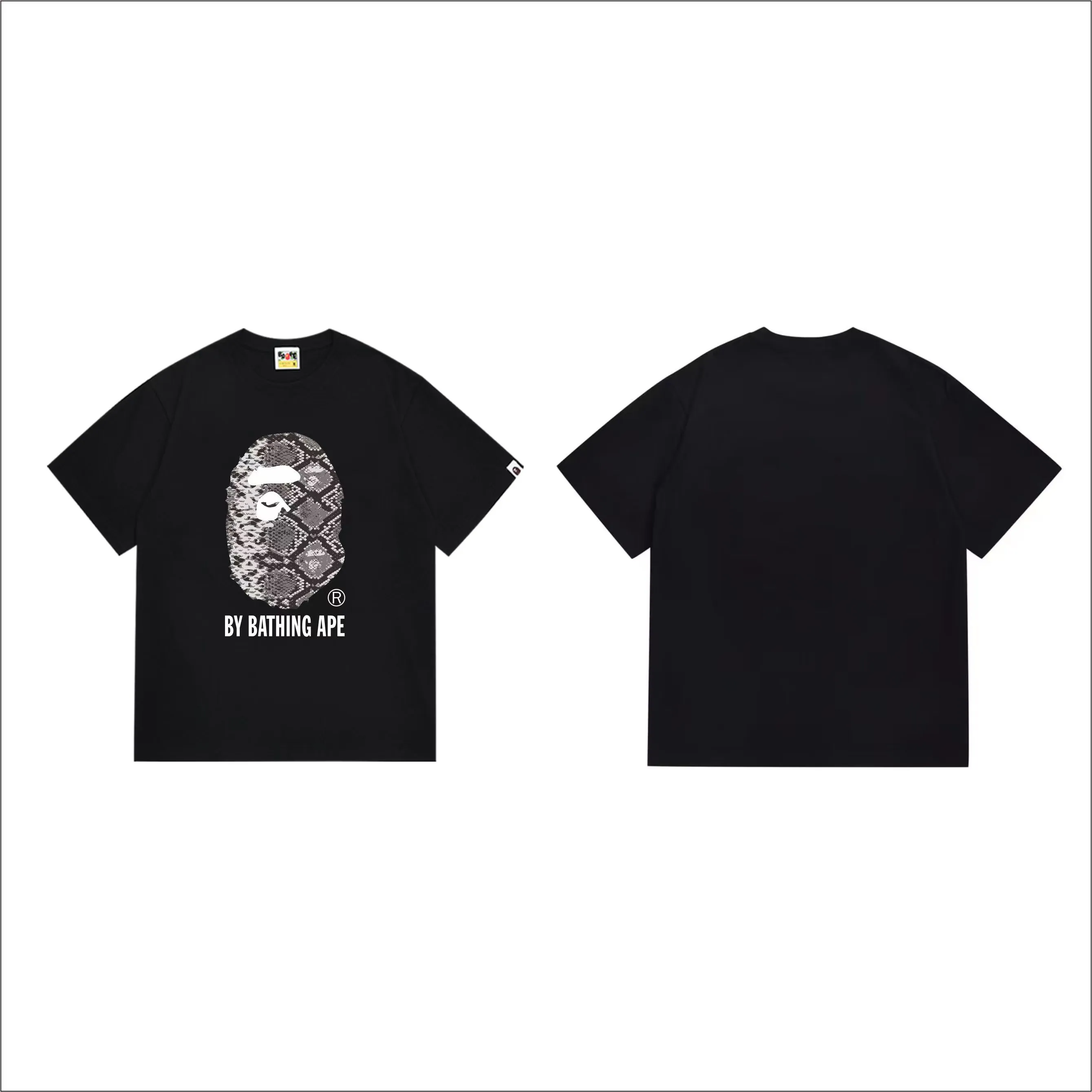 SC287#p110💰 (top version) BAPE is made of 260 grams of high-quality high-weave pure cotton fabric, double yarn combed, soft and non-pilling, imported environmentally friendly printing glue, bright and three-dimensional patterns, quality 💥Same style for men and women, the upper body is trendy Color: Black White Size: S M L XL XXL