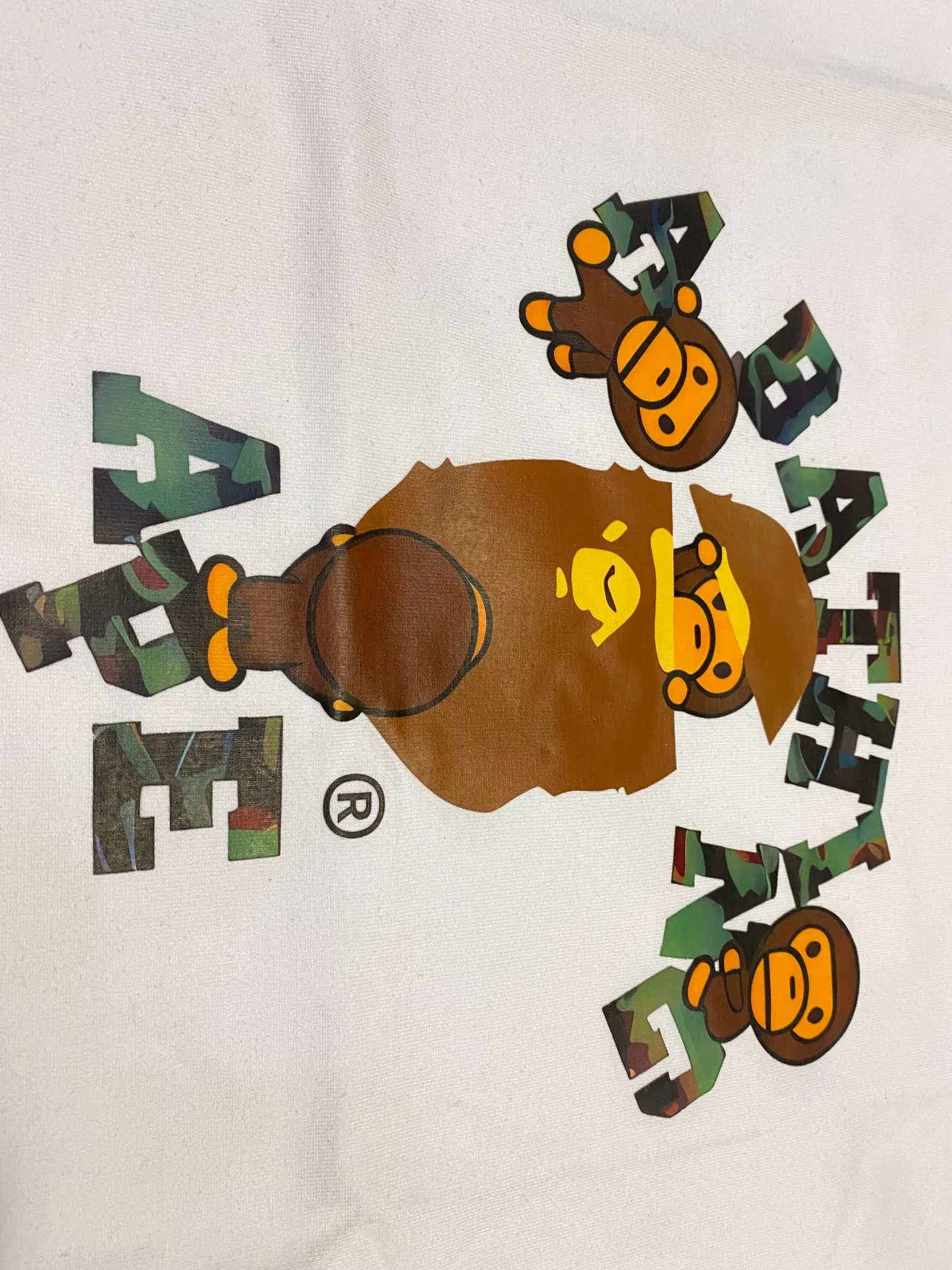 SC119#p110💰 (top version) BAPE cartoon BABYMILO ape head letter printed short-sleeved T-shirt Made of 260 grams of high-quality high-weave pure cotton fabric, double yarn combed, soft texture and no pilling Imported environmentally friendly printing glue, bright and three-dimensional pattern, quality 💥Same style for men and women, the upper body is fashionable Color: black white Size: S M L XL XXL