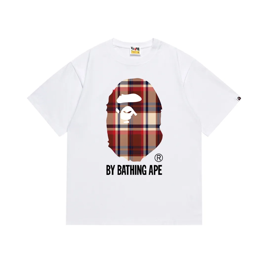 SC150#p110💰 (top version) BAPE plaid ape head letter printed short-sleeved T-shirt Made of 260 grams of high-quality high-weave pure cotton fabric, double yarn combed, soft texture and no pilling Imported environmentally friendly printing glue, bright and three-dimensional pattern, quality 💥Same style for men and women, the upper body is fashionable Color: black white Size: S M L XL XXL