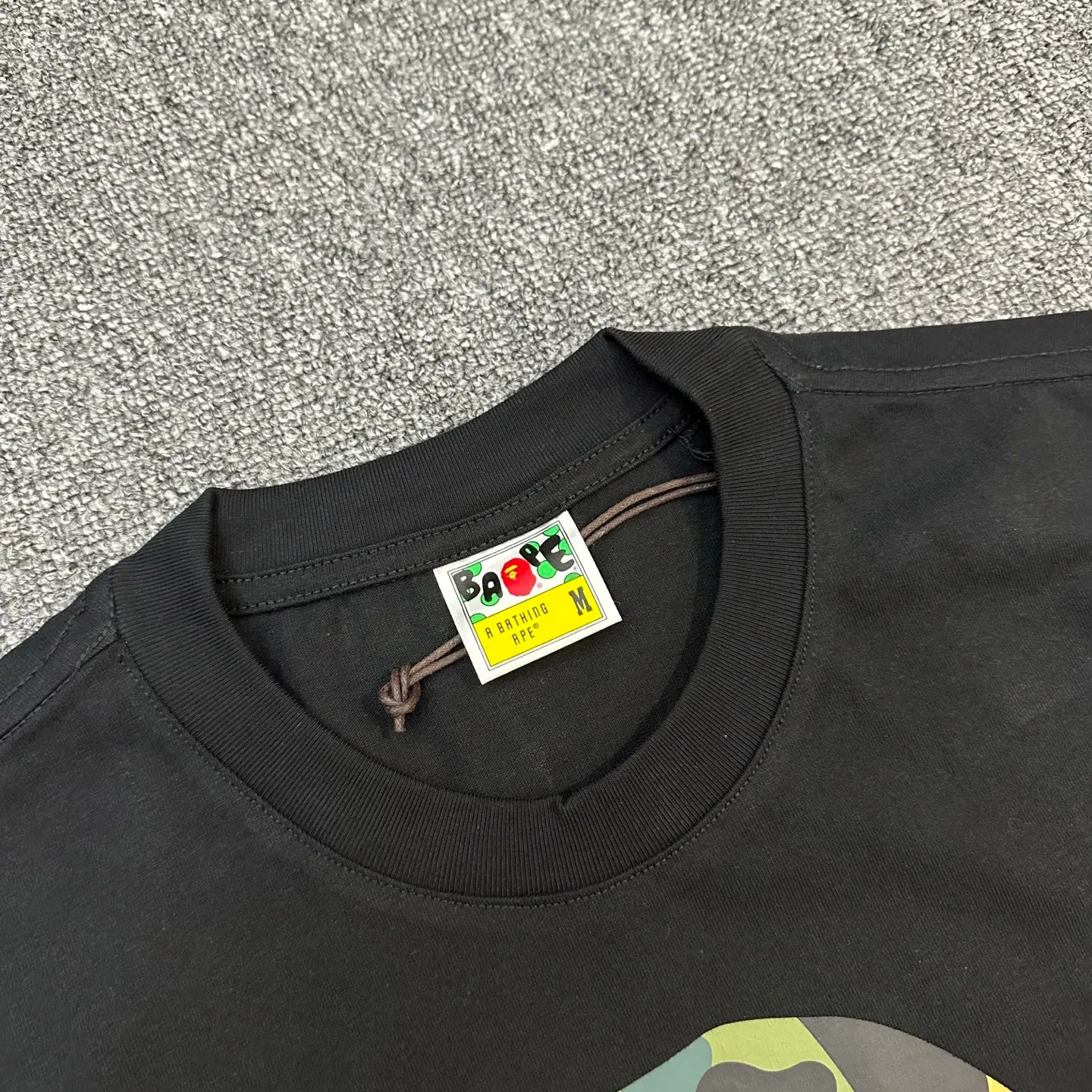 💰140 BAPE SS25 1ST CAMO series mixed color ape print round neck short sleeves 280g weight linen cotton fabric Couple style: S-XXL [black white]