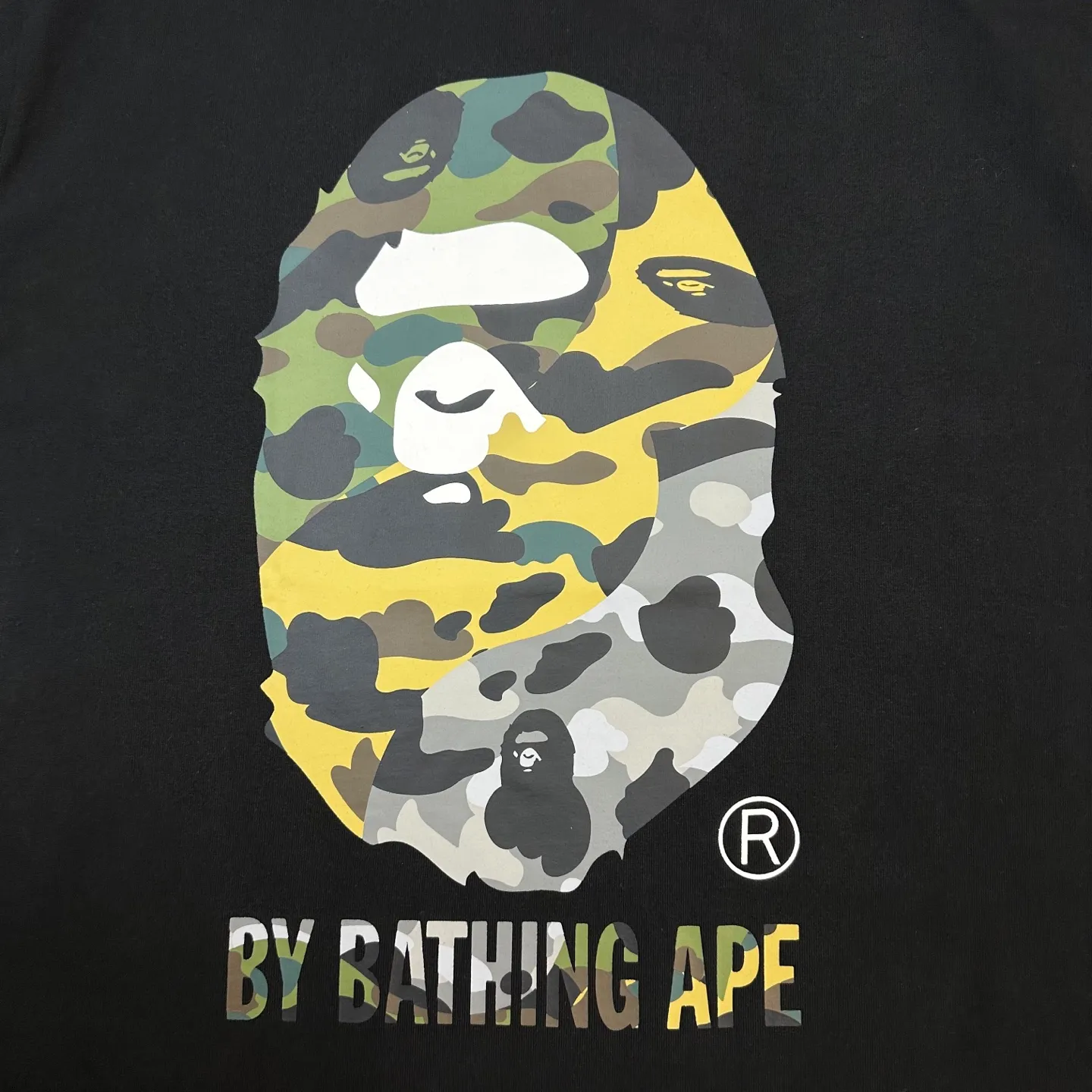 💰140 BAPE SS25 1ST CAMO series mixed color ape print round neck short sleeves 280g weight linen cotton fabric Couple style: S-XXL [black white]