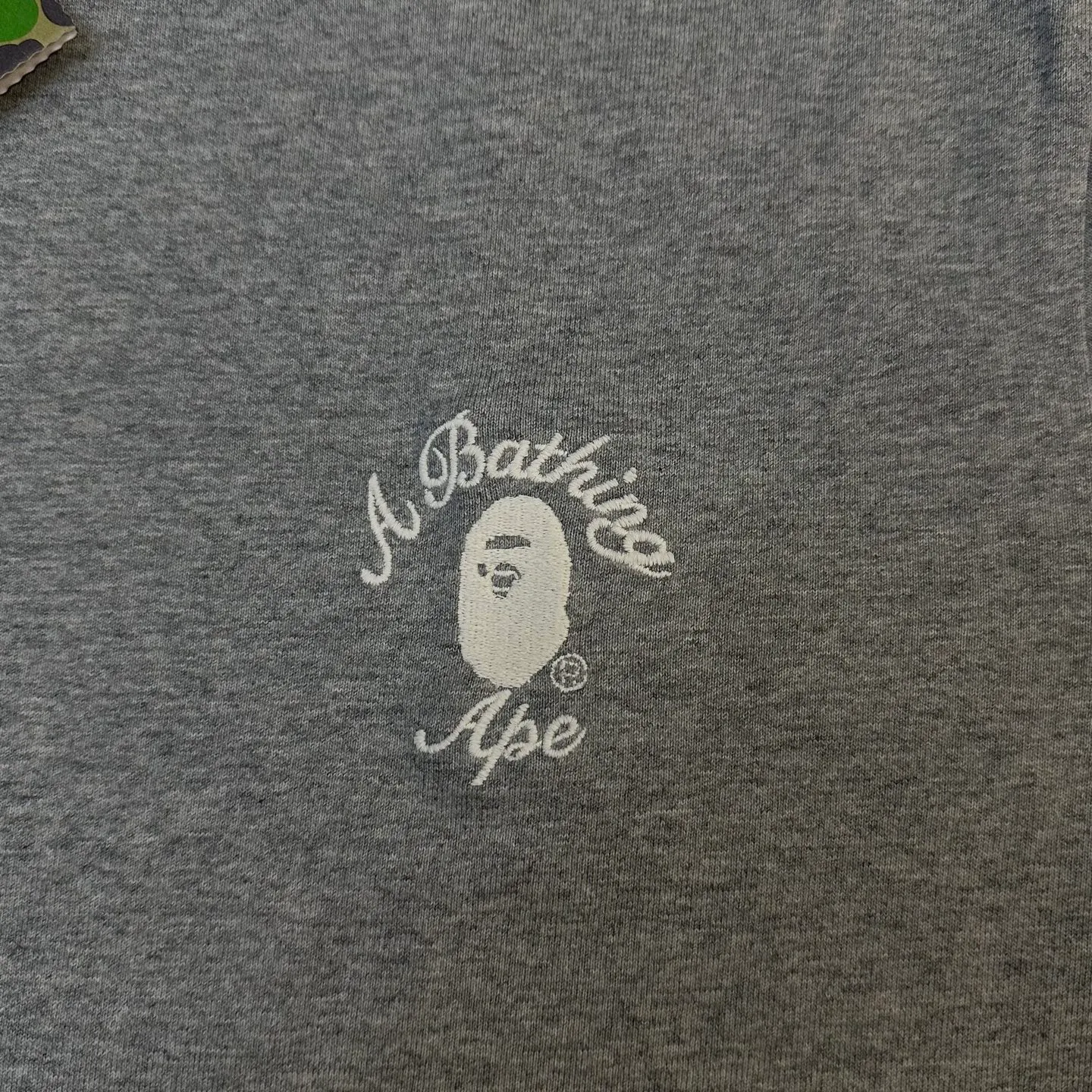 💰140 BAPE SS25 ape letter embroidered round neck 280g heavy linen cotton fabric ZP version Couple model: S-XXL [Black White Gray]