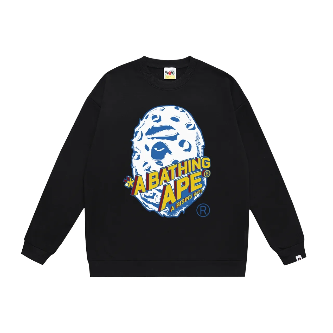 P150 model number SC484# terry 75 plus velvet 80 (top version) BAPE moon ape head rocket letter comic style round neck sweatshirt Made of 350g large terry (drop shoulder large version) fabric, soft texture and no pilling Imported environmentally friendly printing glue The pattern is bright and three-dimensional Quality 💥Same style for men and women The upper body is fashionable Color: black white gray Size: S M L XL XXL