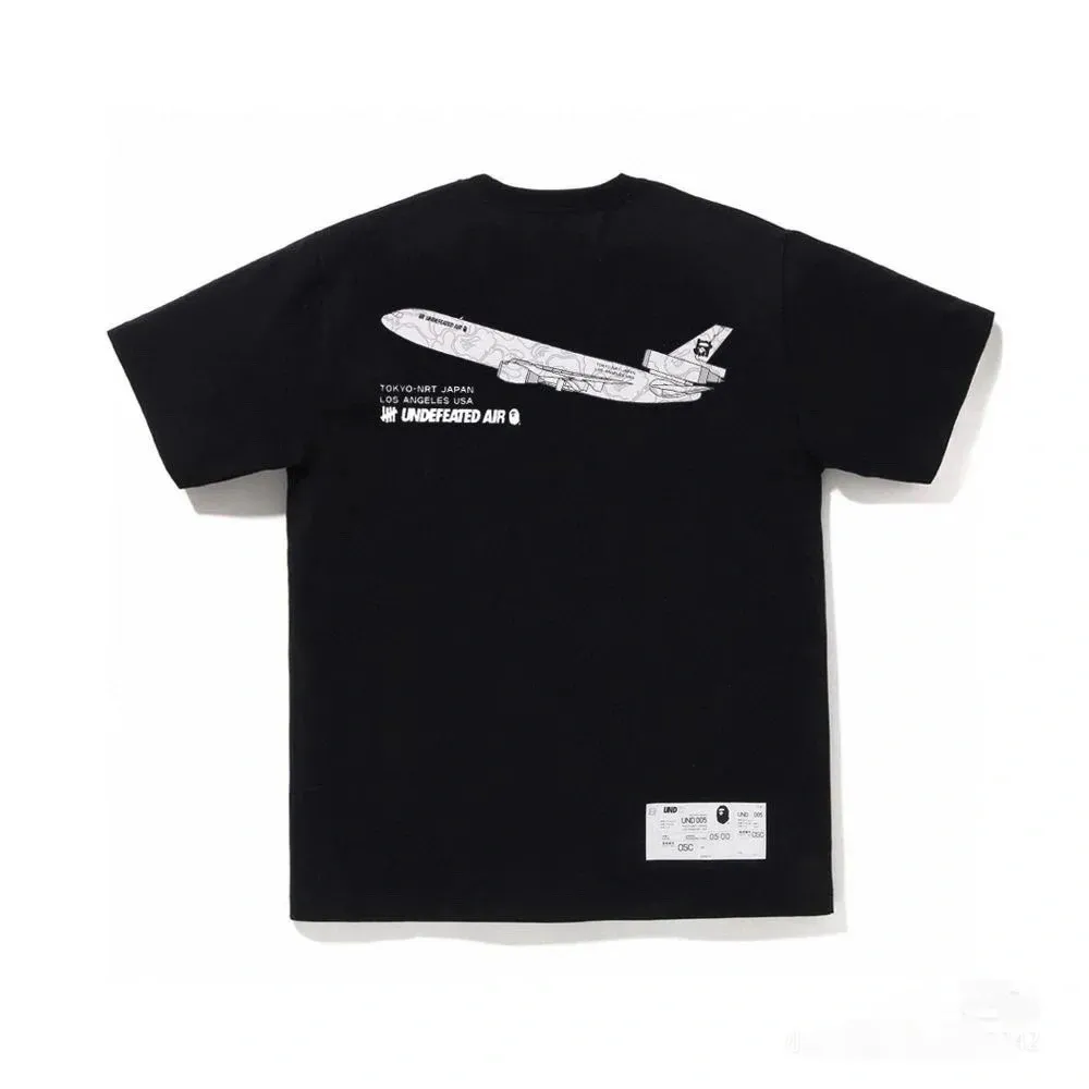 P110 001002 UNDEFEATED x BAPE collaboration series, five-stripe letter pattern printed ape head round neck short-sleeved T-shirt, same style for men and women, size smlxlxxl, black and blue, white and blue